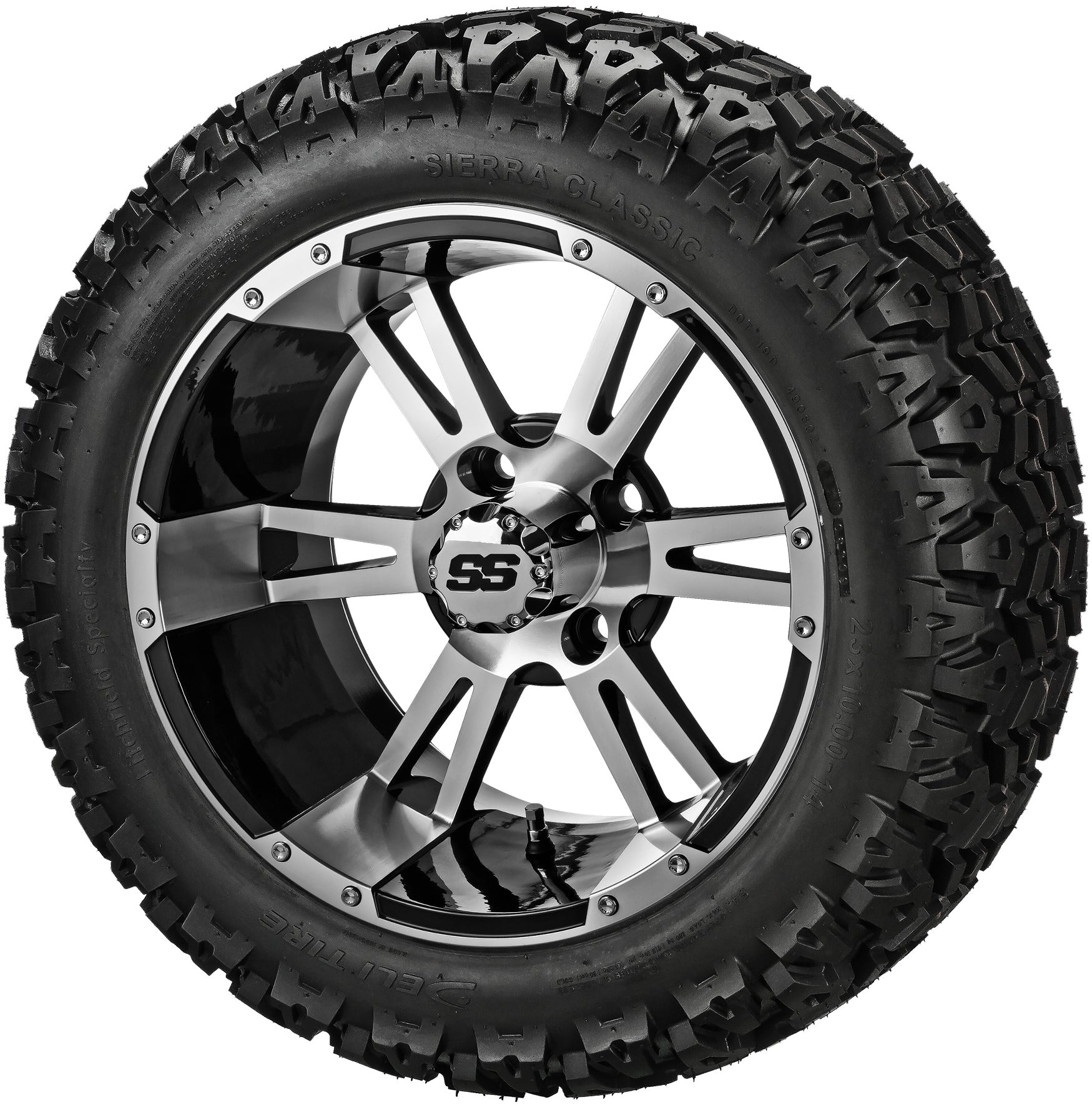 LSI 14' Raptor Black & Machined Wheel and Lifted Tire Combo