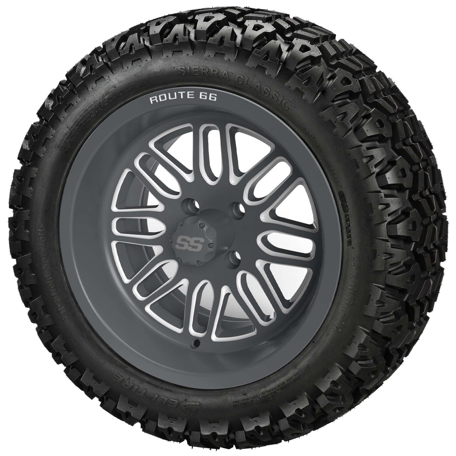 LSI 14' Sinister Gun Metal Gray & Machined Wheel and Lifted Tire Combo