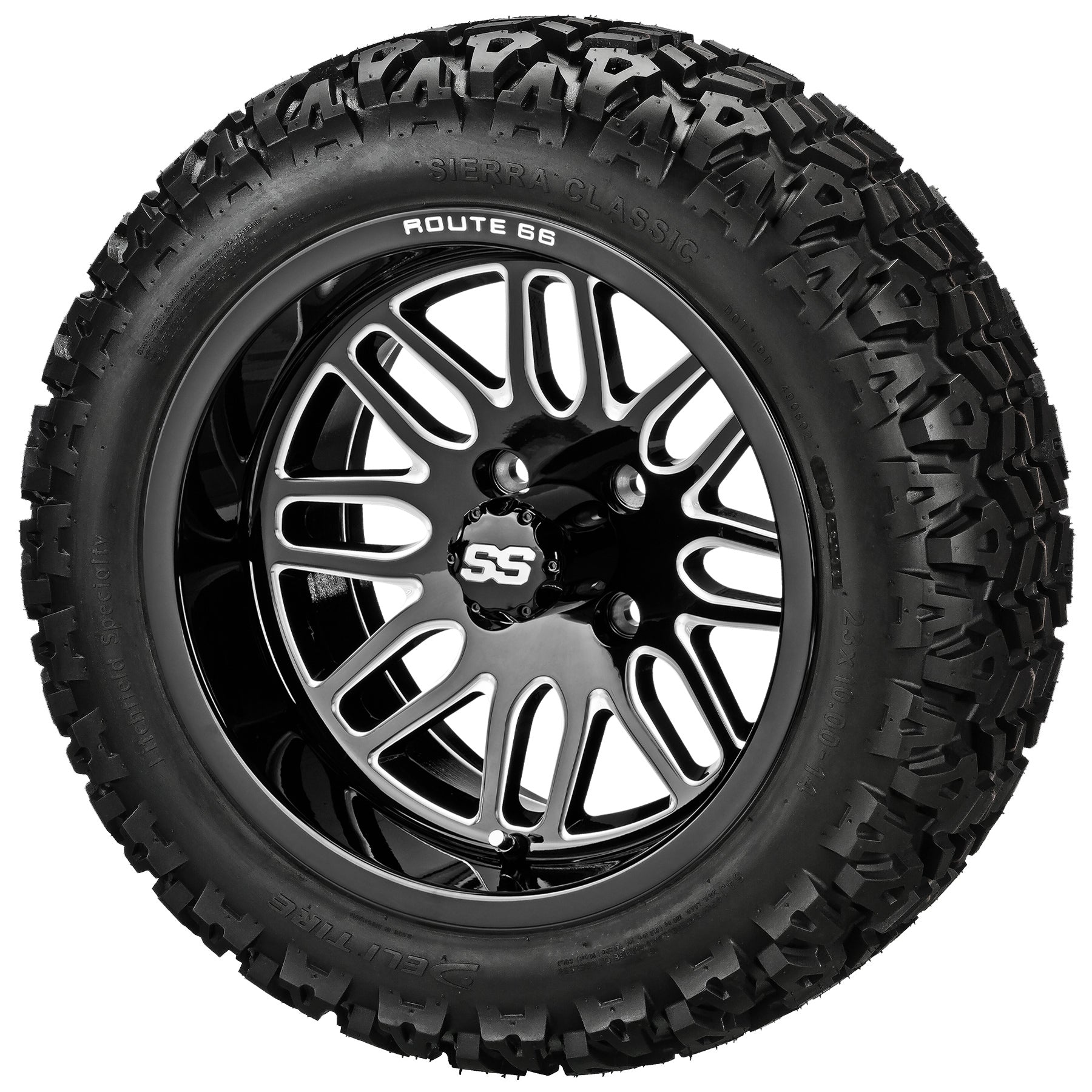 LSI 14' Sinister Black & Machined Wheel and Lifted Tire Combo