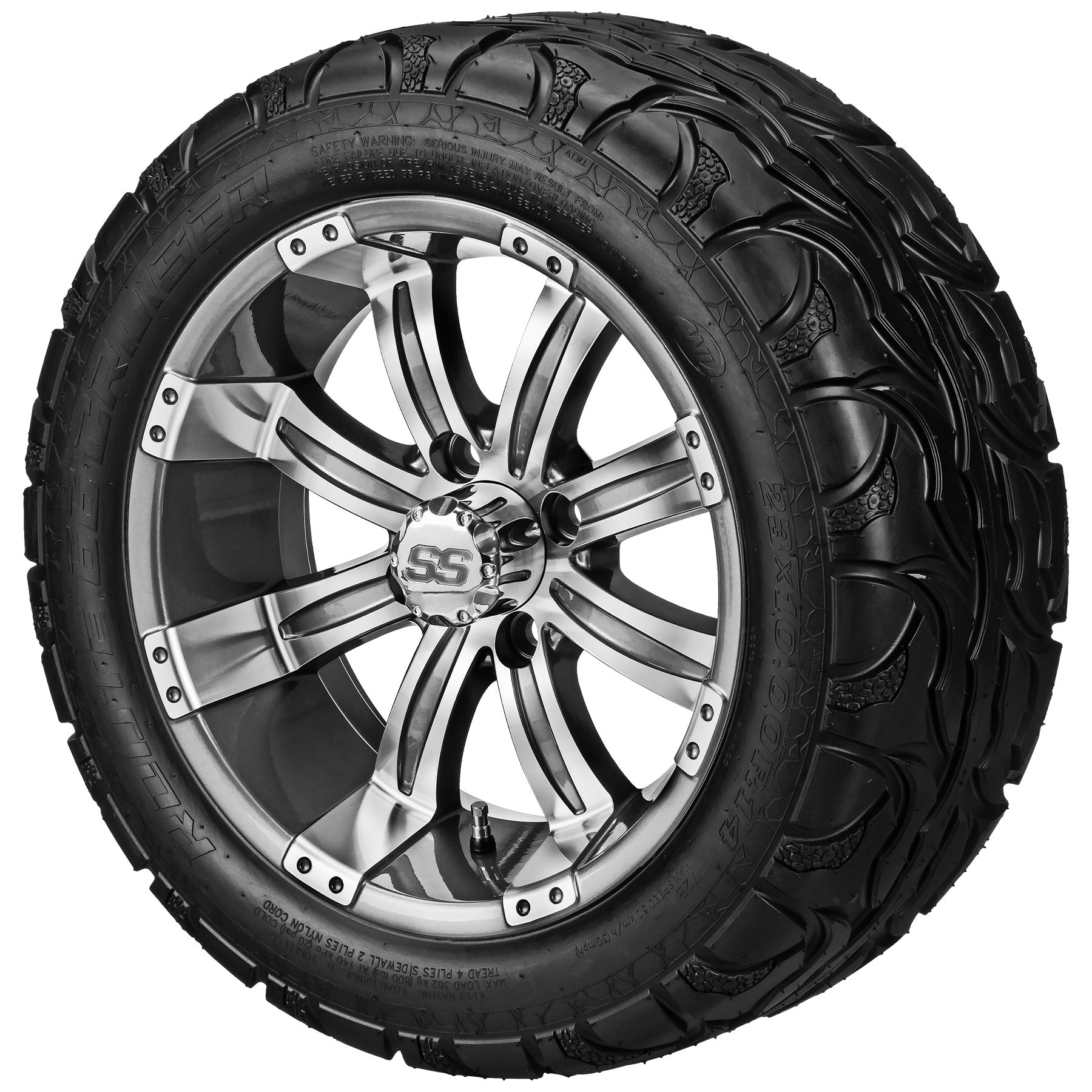LSI 14' Casino Gun Metal Gray & Machined Wheel and Lifted Tire Combo