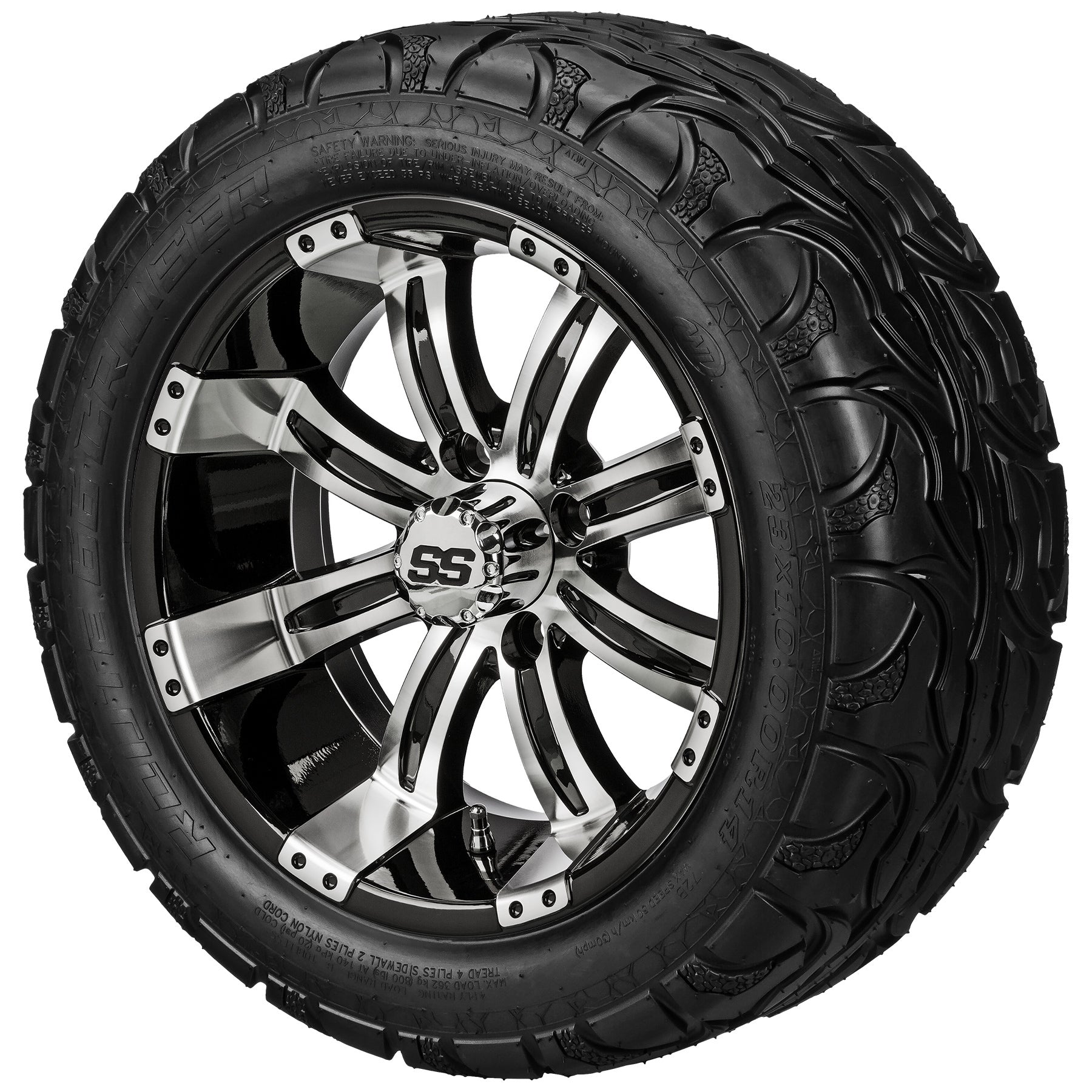LSI 14' Casino Black & Machined Wheel and Lifted Tire Combo