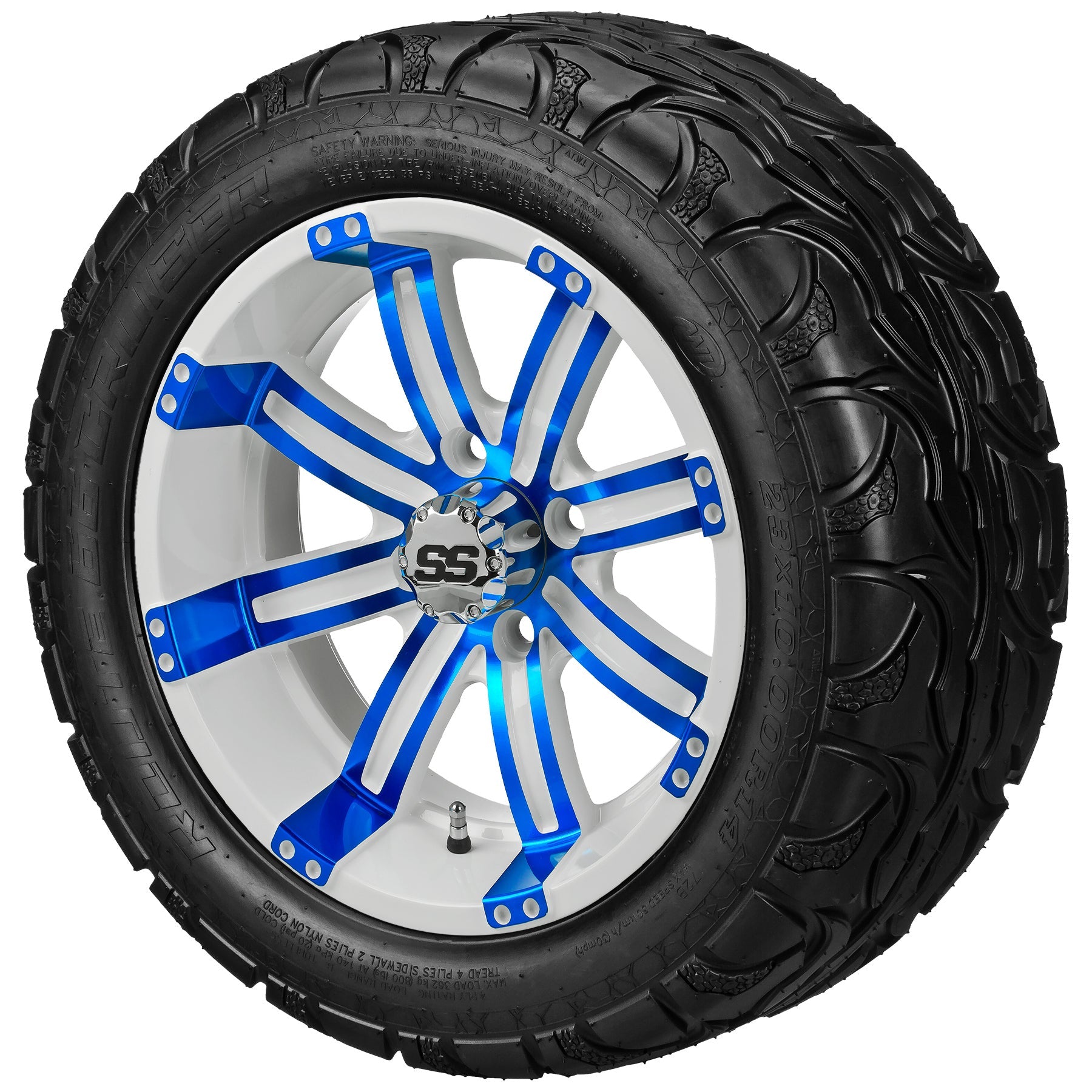 LSI 14' Casino White & Blue Wheel and Lifted Tire Combo