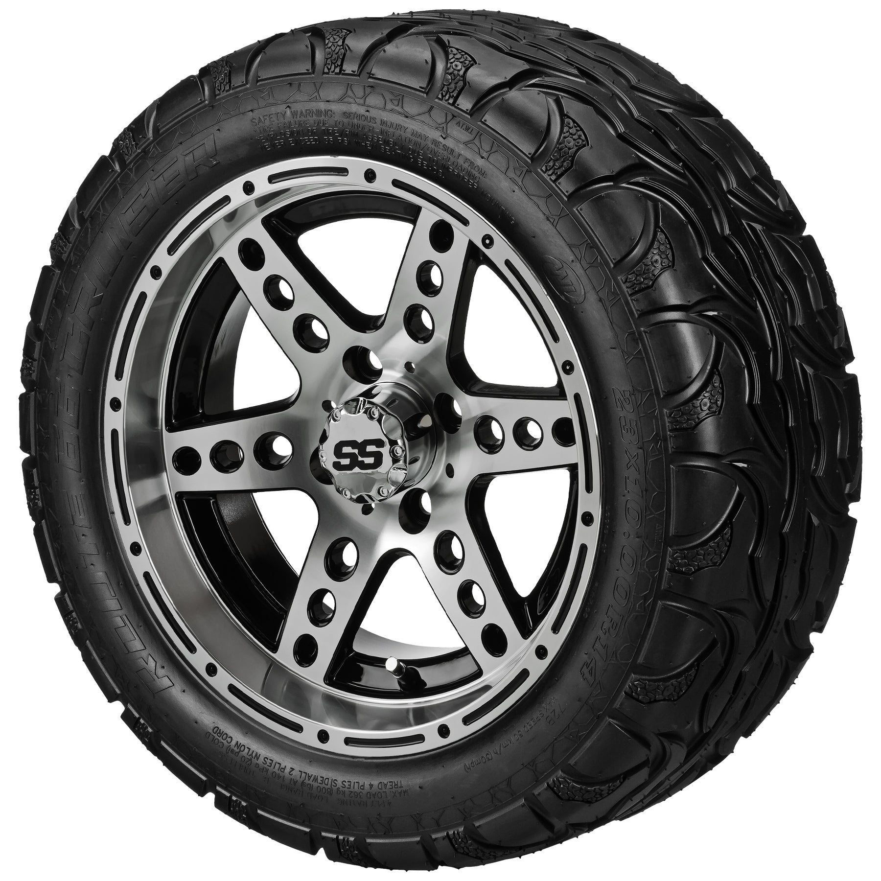 LSI 14' Chaos Black & Machined Wheel and Lifted Tire Combo
