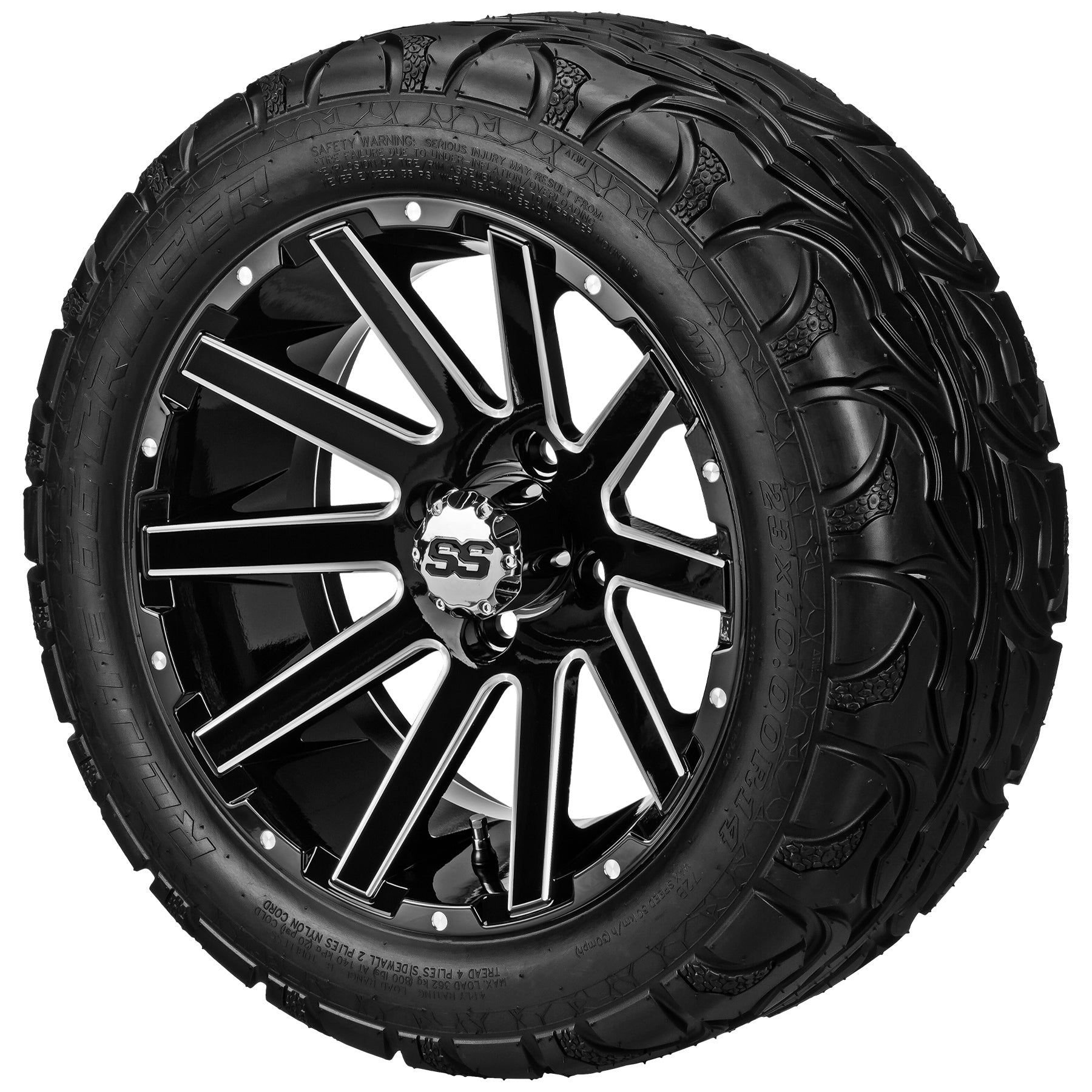 LSI 14' Venom Black & Machined Wheel and Lifted Tire Combo
