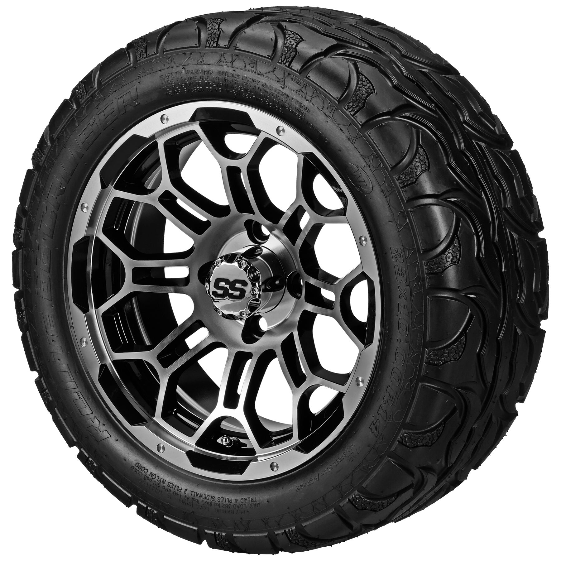 LSI 14' Hercules Black & Machined Wheel and Lifted Tire Combo