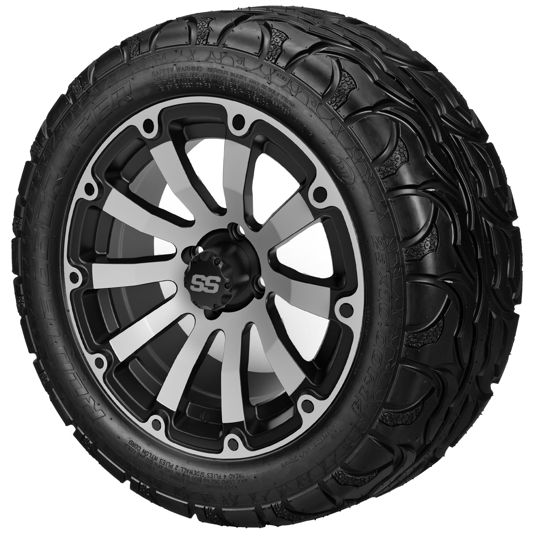 LSI 14' Beast Black & Machined Wheel and Lifted Tire Combo