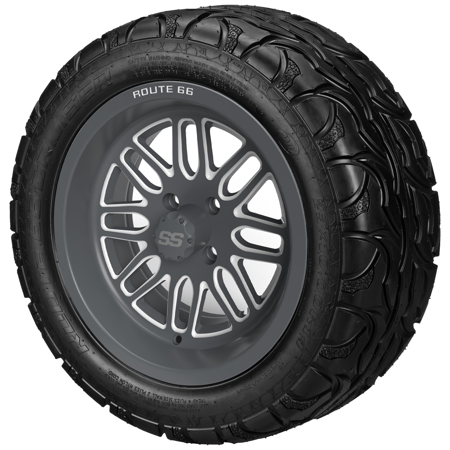 LSI 14' Sinister Gun Metal Gray & Machined Wheel and Lifted Tire Combo