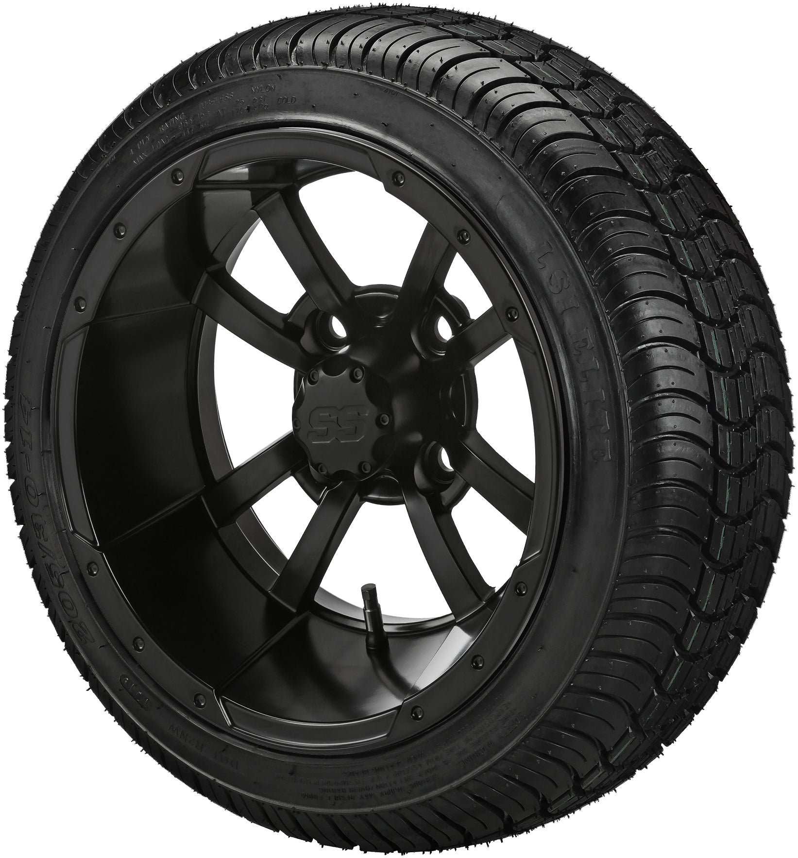 LSI 14' Maltese Cross Matte Black Wheel and Low Profile Tire Combo