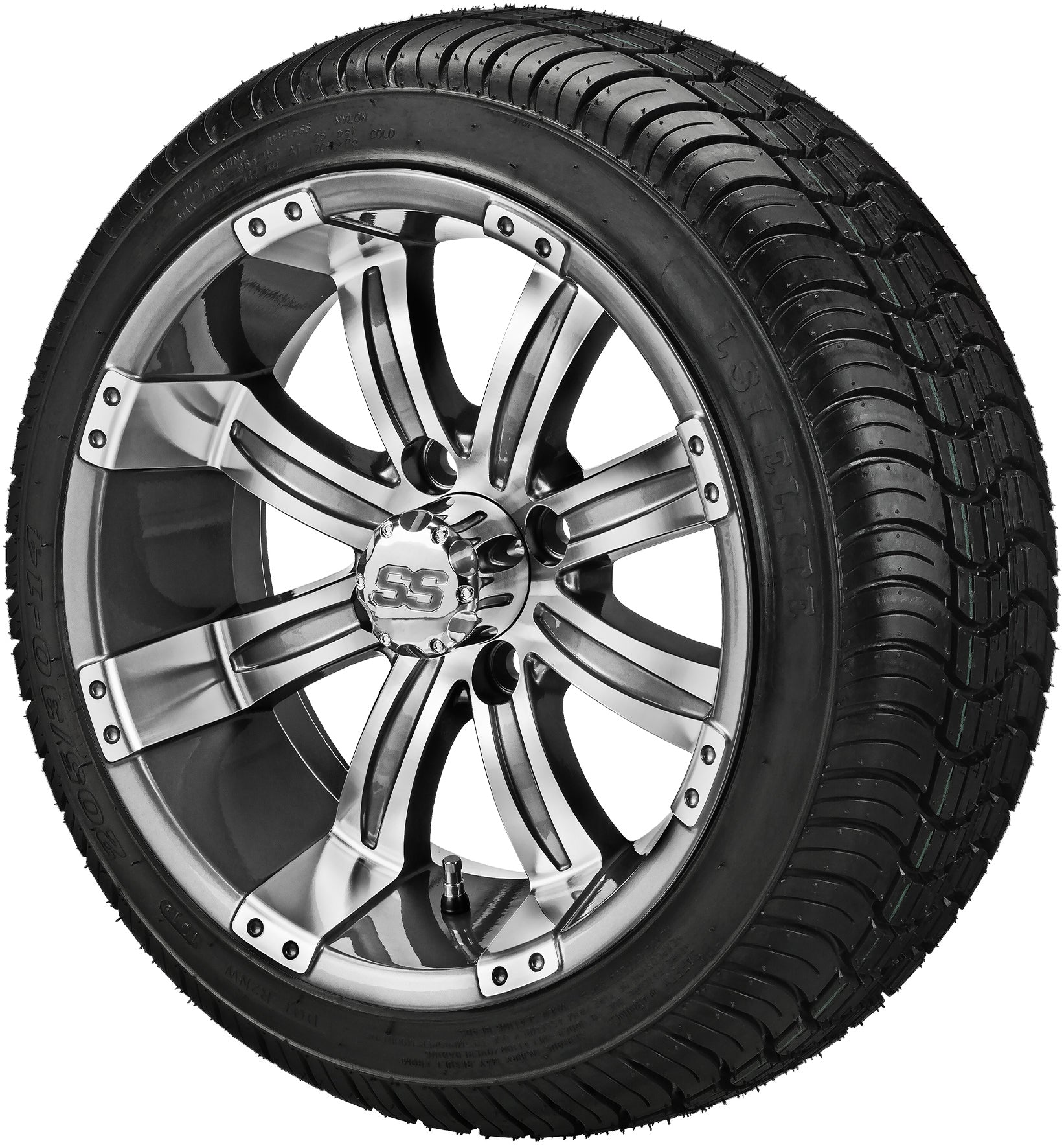 LSI 14' Casino Gun Metal Gray & Machined Wheel and Low Profile Tire Combo