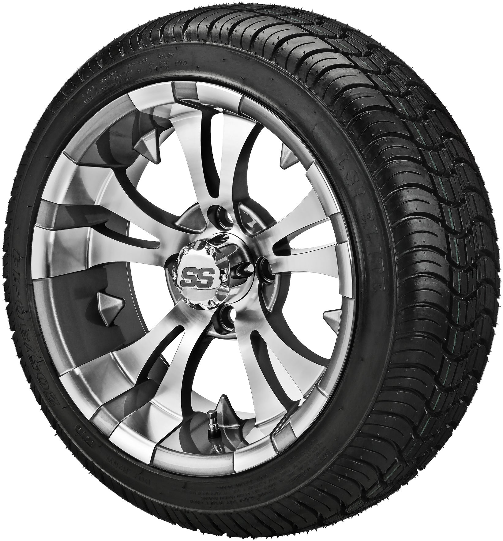 LSI 14' Warlock Gun Metal Gray & Machined Wheel and Low Profile Tire Combo