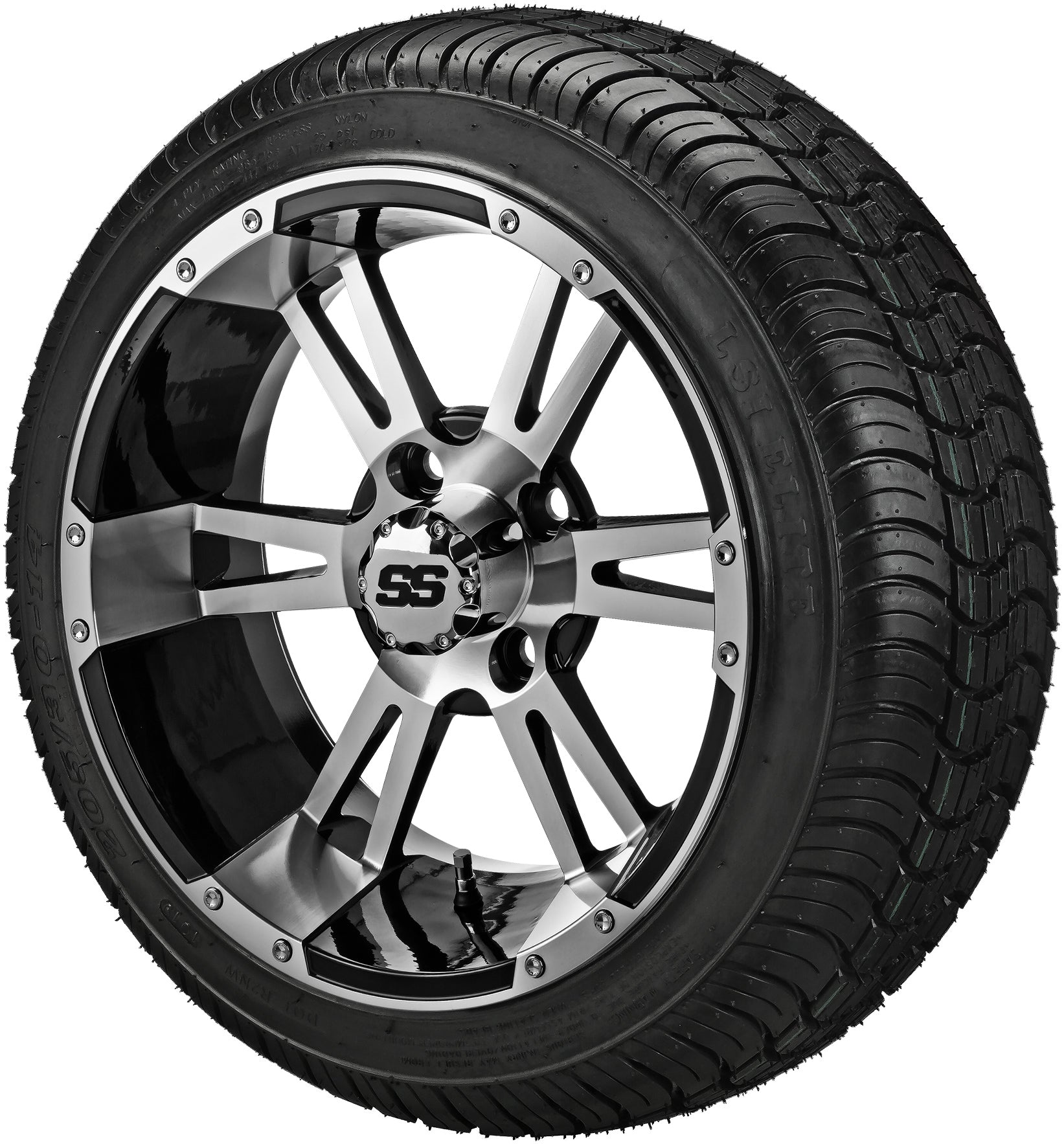 LSI 14' Raptor Black & Machined Wheel and Low Profile Tire Combo