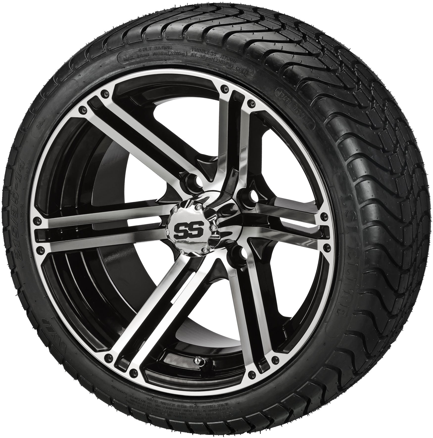 LSI 14' Yukon Black & Machined Wheel and Low Profile Tire Combo