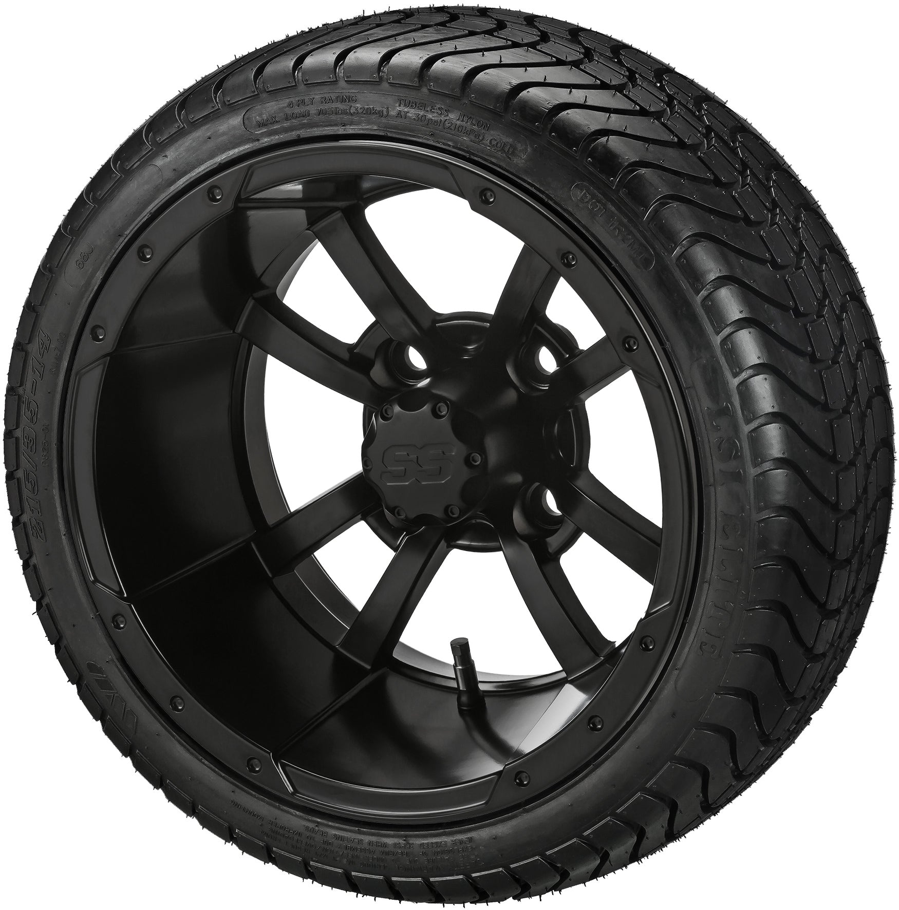 LSI 14' Maltese Cross Matte Black Wheel and Low Profile Tire Combo
