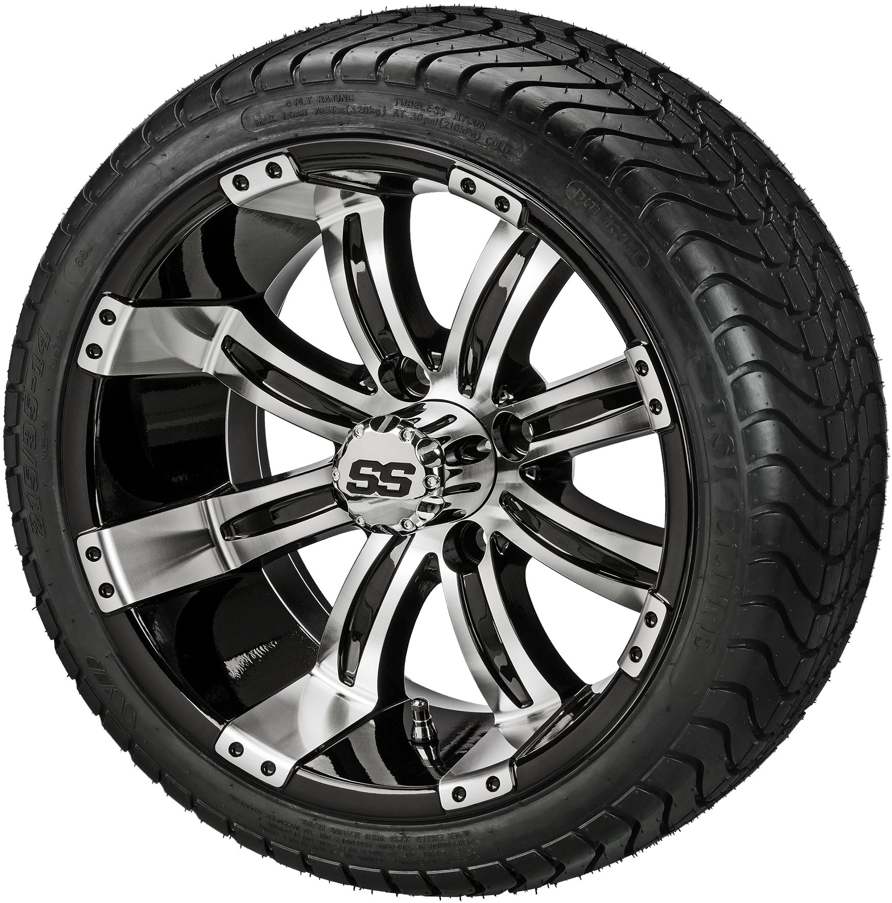 LSI 14' Casino Black & Machined Wheel and Low Profile Tire Combo