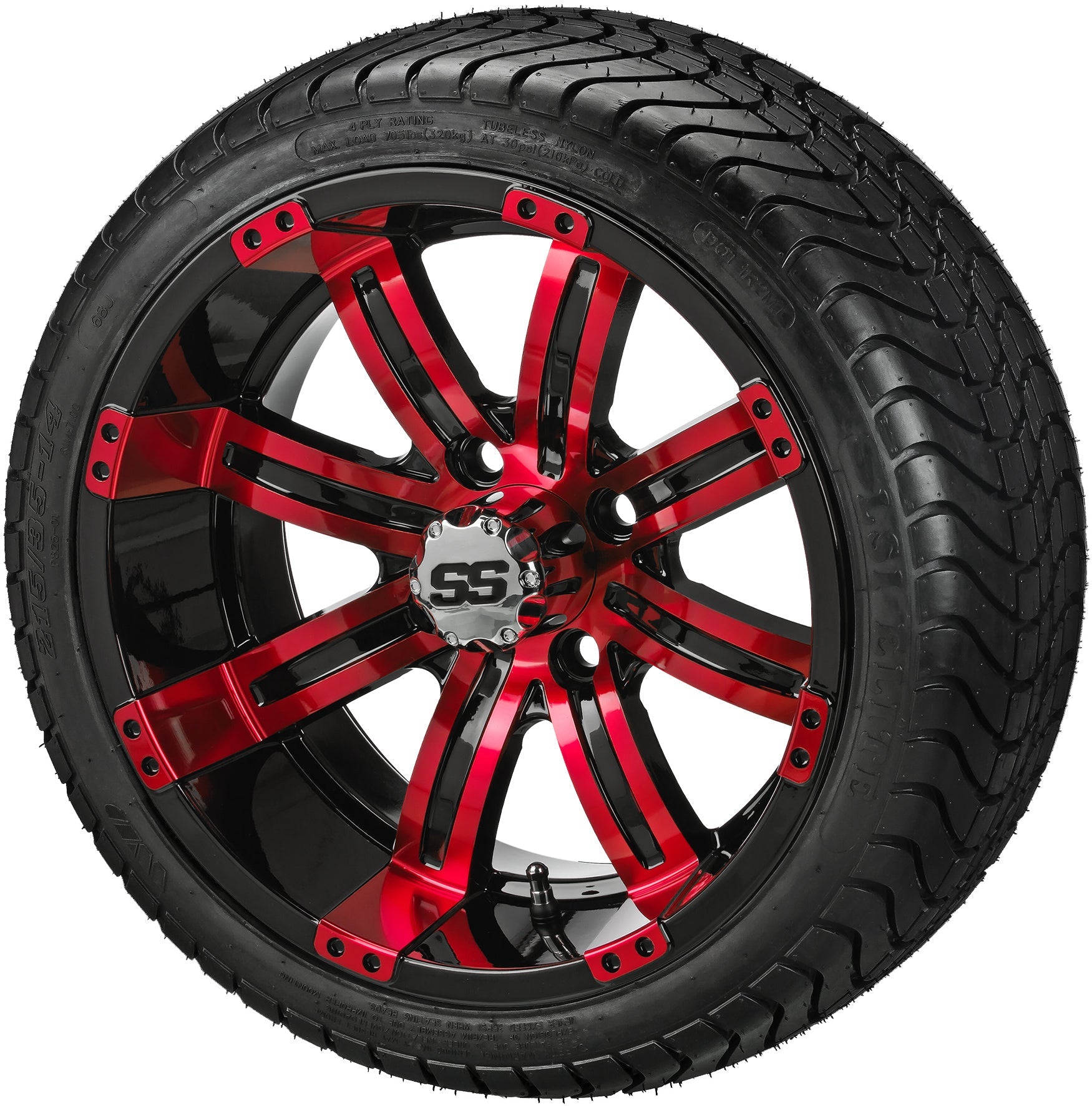 LSI 14' Casino Black & Red Wheel and Low Profile Tire Combo
