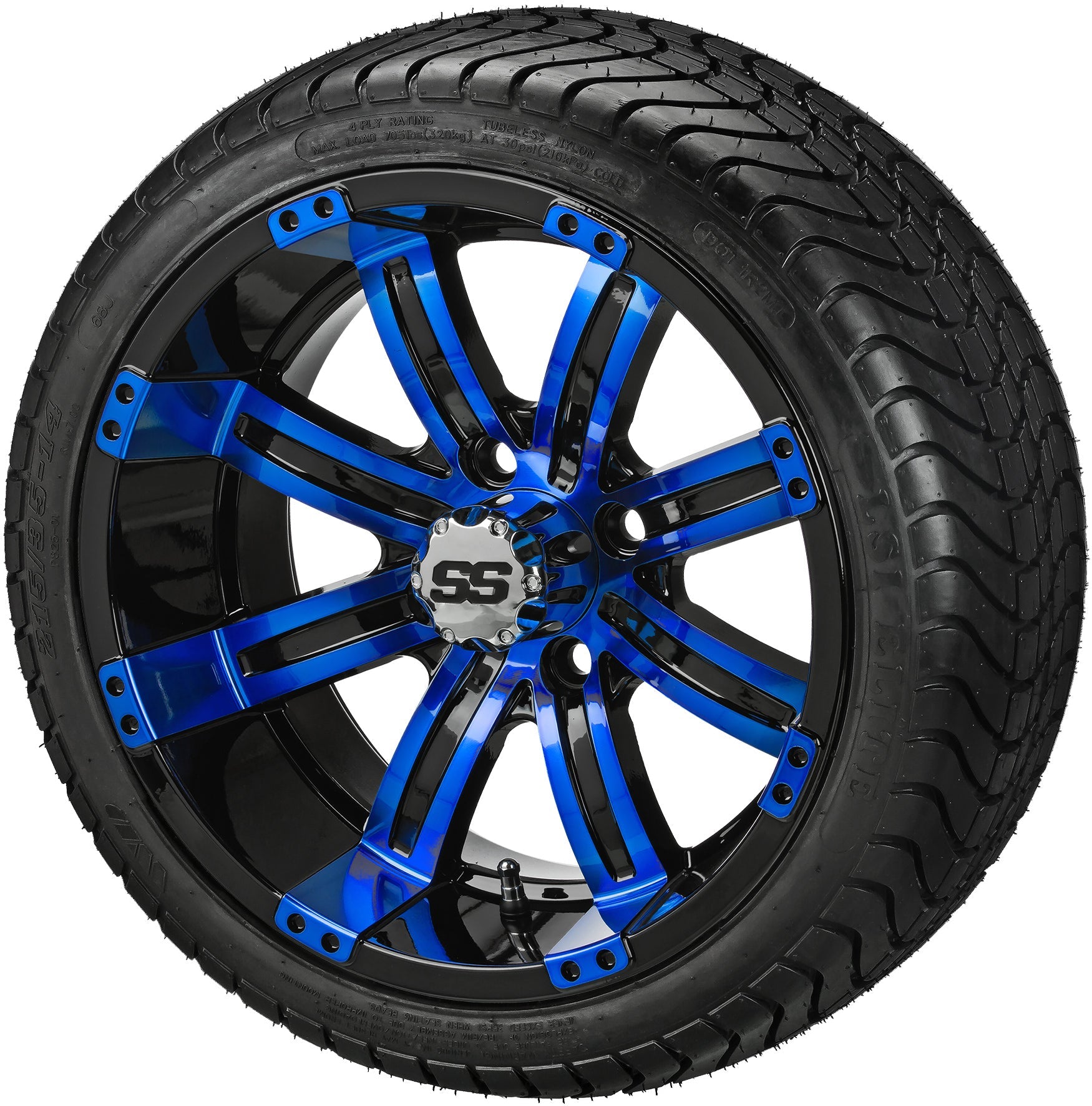 LSI 14' Casino Black & Blue Wheel and Low Profile Tire Combo