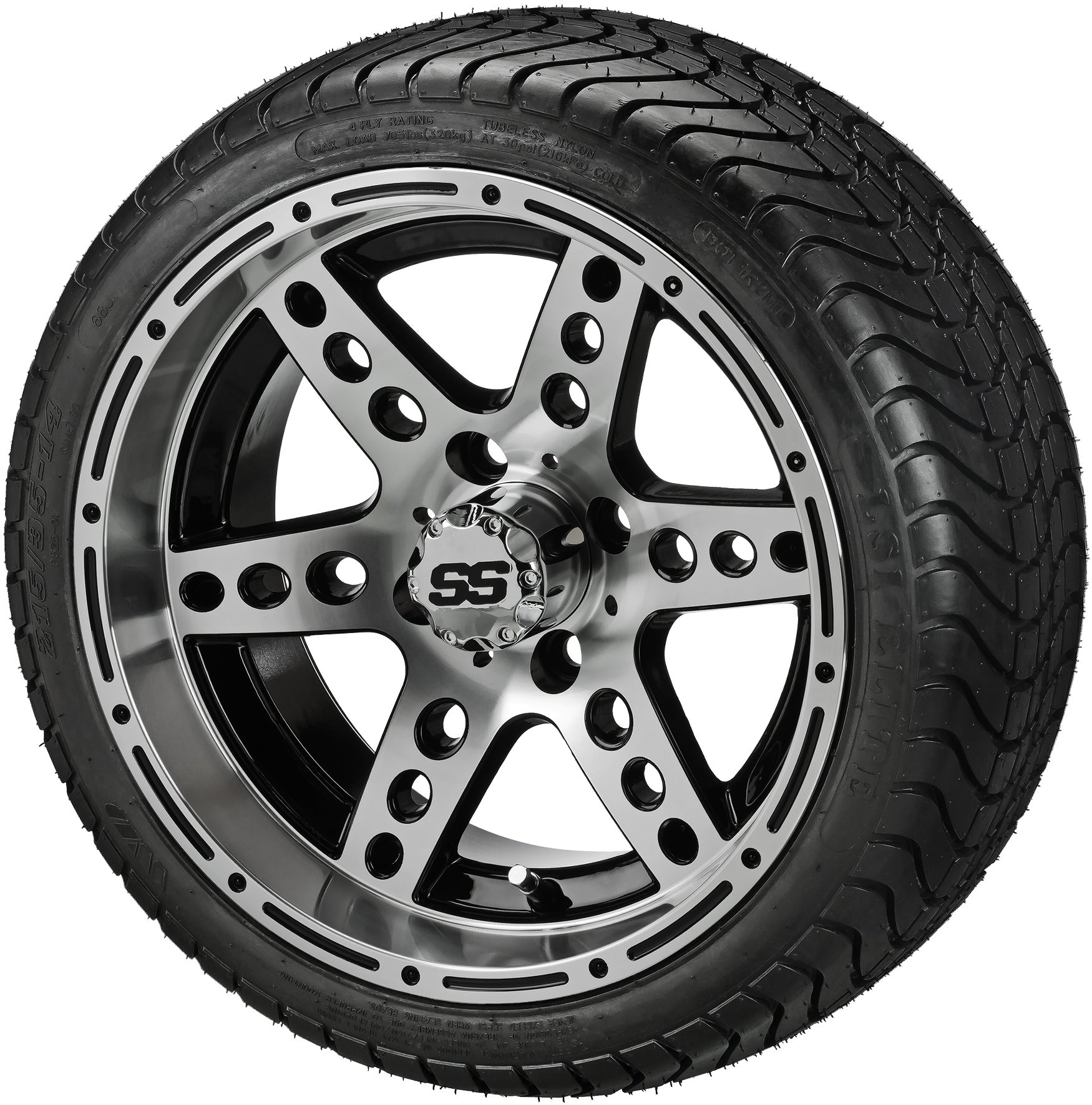 LSI 14' Chaos Black & Machined Wheel and Low Profile Tire Combo
