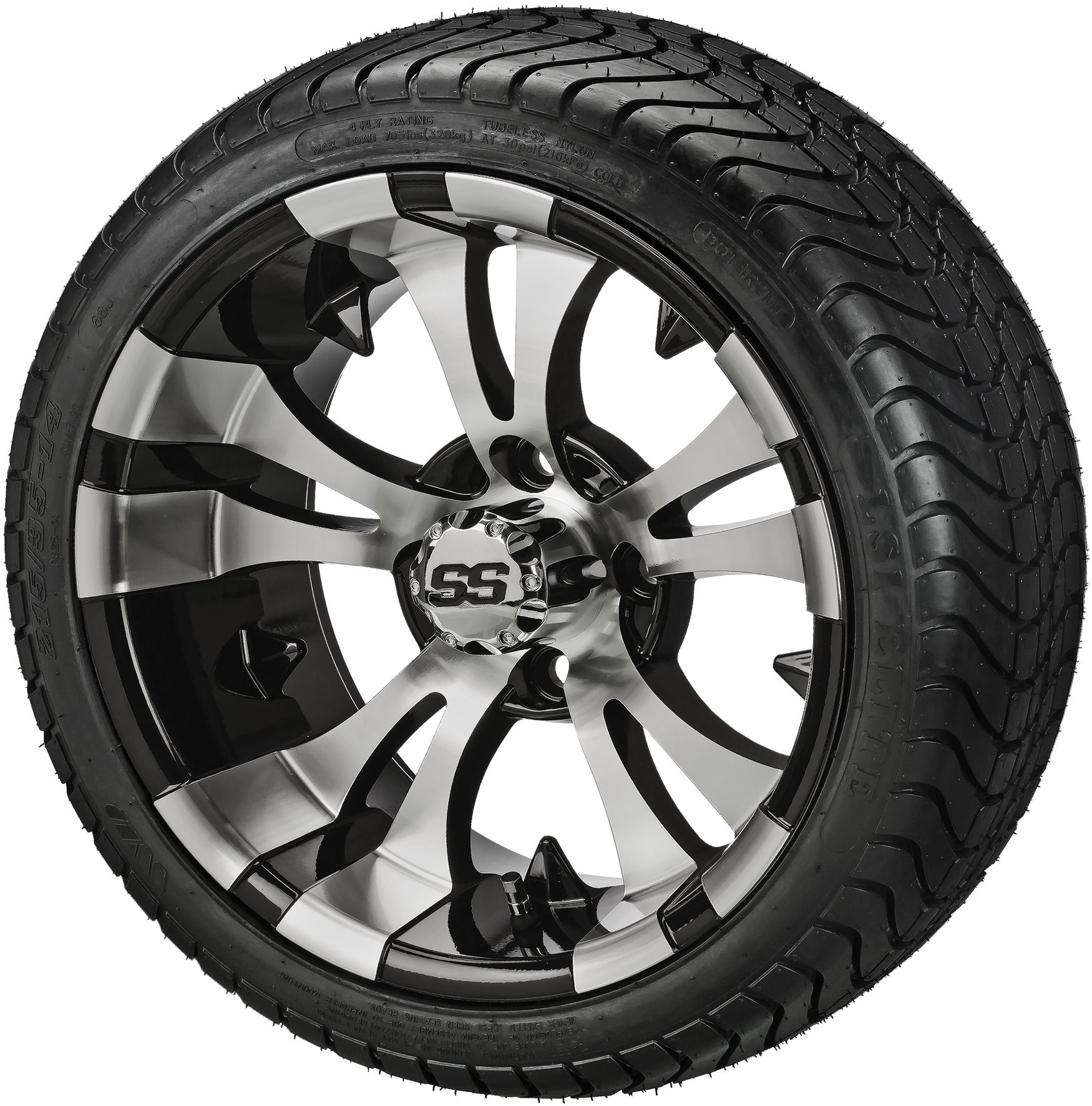 LSI 14' Warlock Black & Machined Wheel and Low Profile Tire Combo