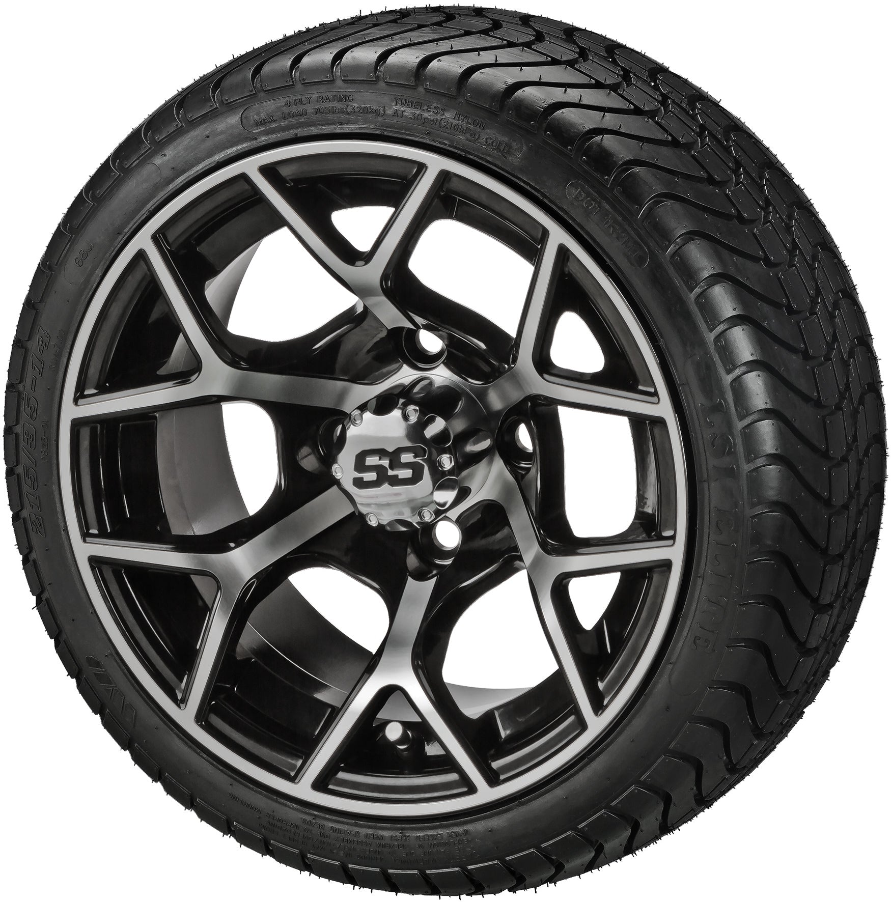 LSI 14' Ninja Black & Machined Wheel and Low Profile Tire Combo