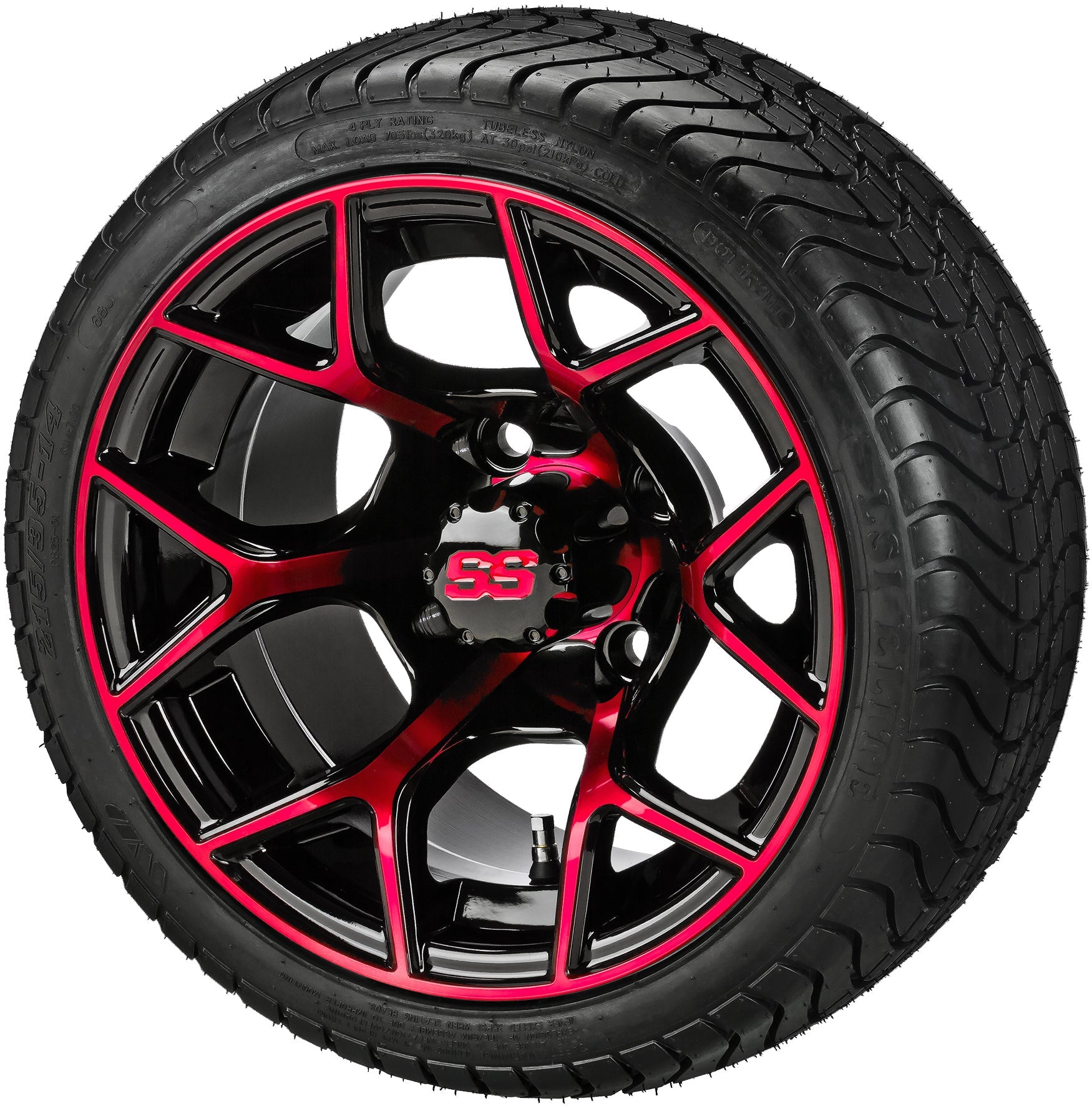 LSI 14' Ninja Black & Red Wheel and Low Profile Tire Combo