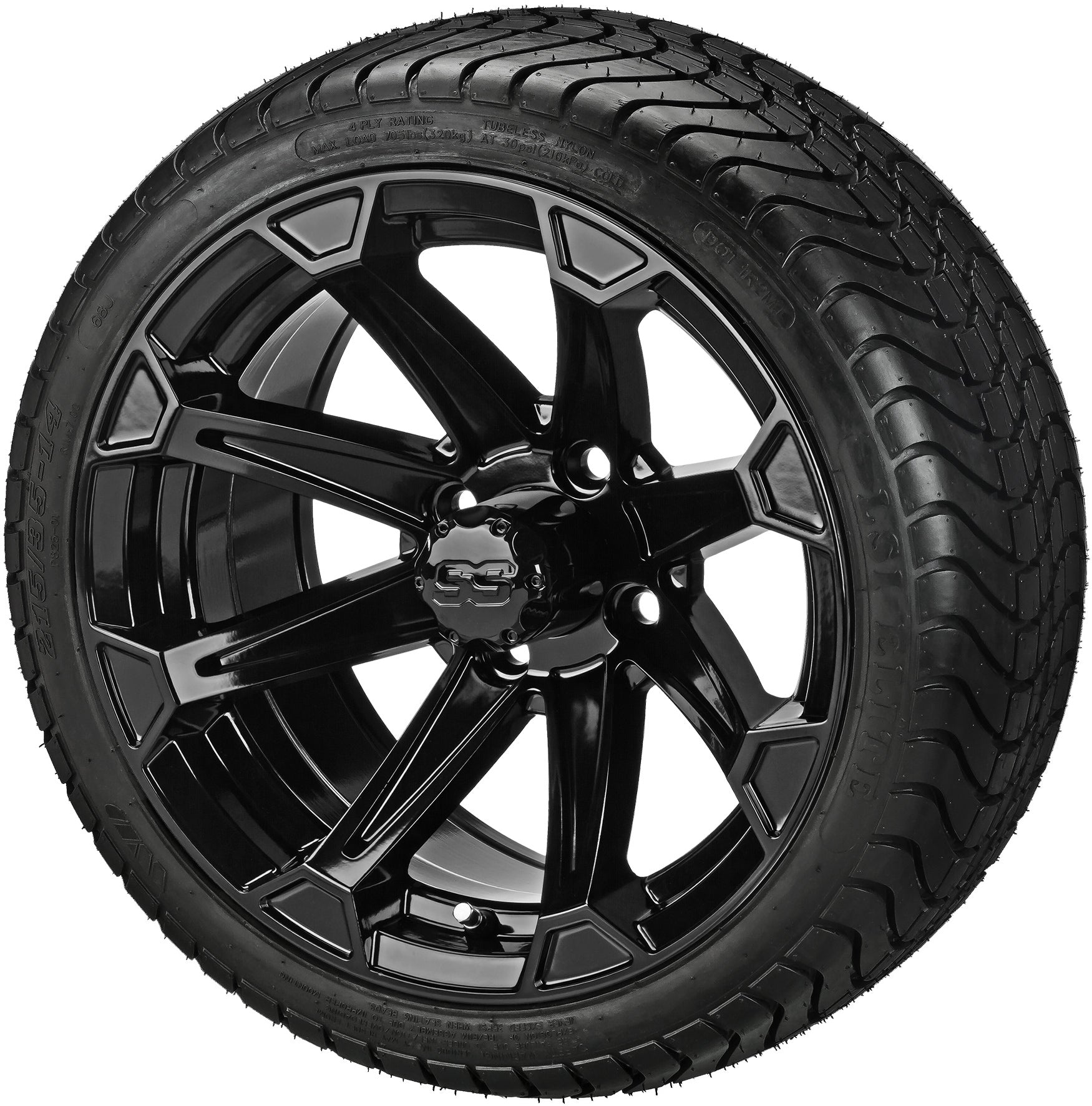 LSI 14' Viking Gloss Black Wheel and Low Profile Tire Combo