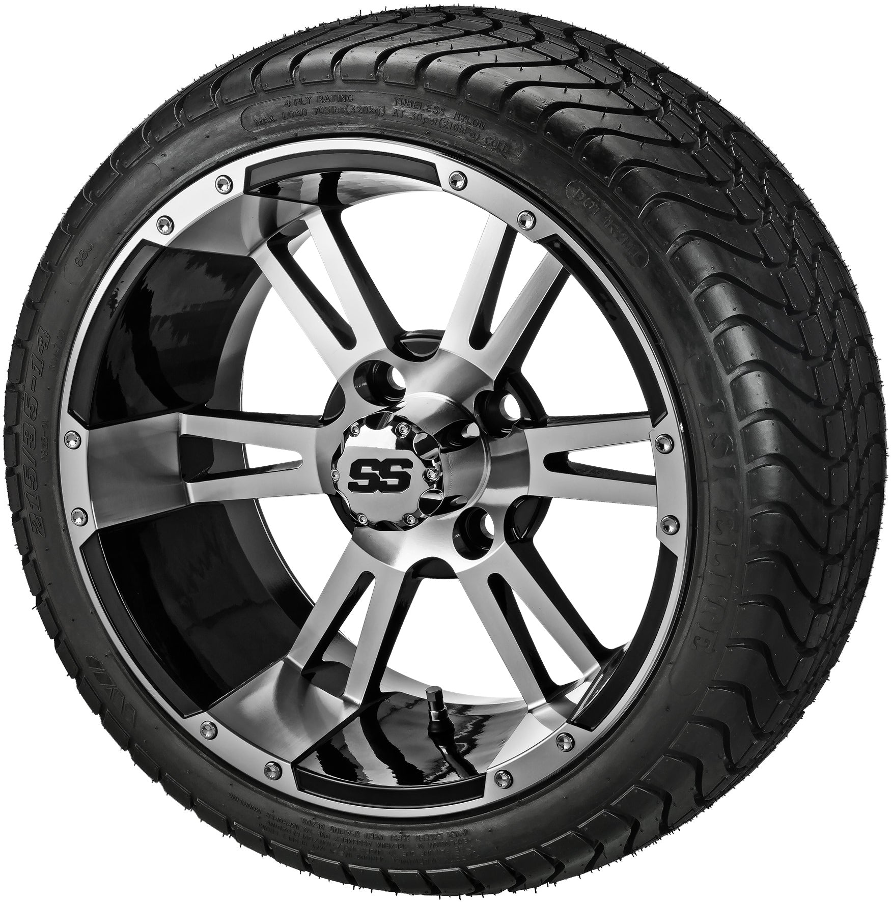 LSI 14' Raptor Black & Machined Wheel and Low Profile Tire Combo