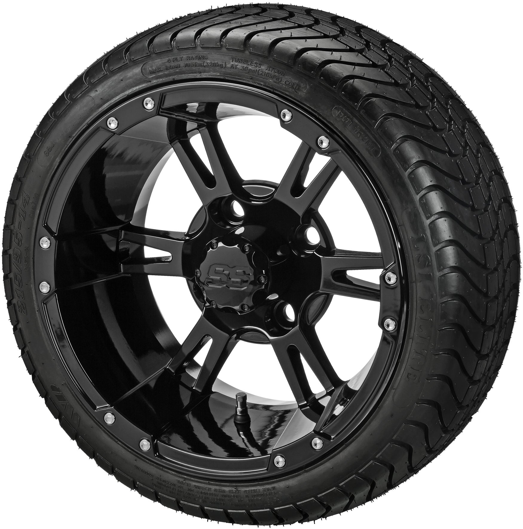 LSI 14' Raptor Gloss Black Wheel and Low Profile Tire Combo