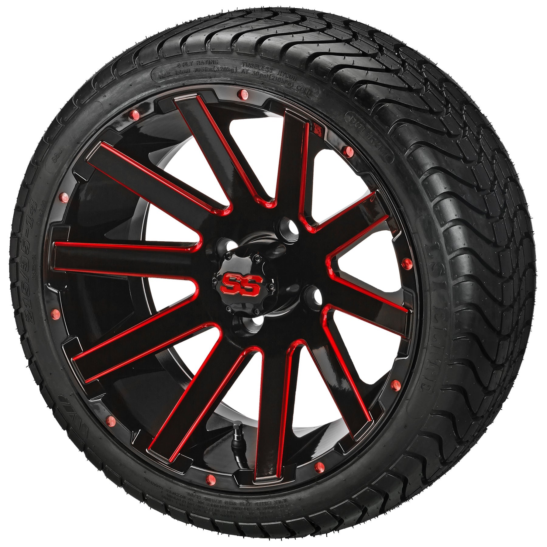 LSI 14' Venom Black & Red Wheel and Low Profile Tire Combo