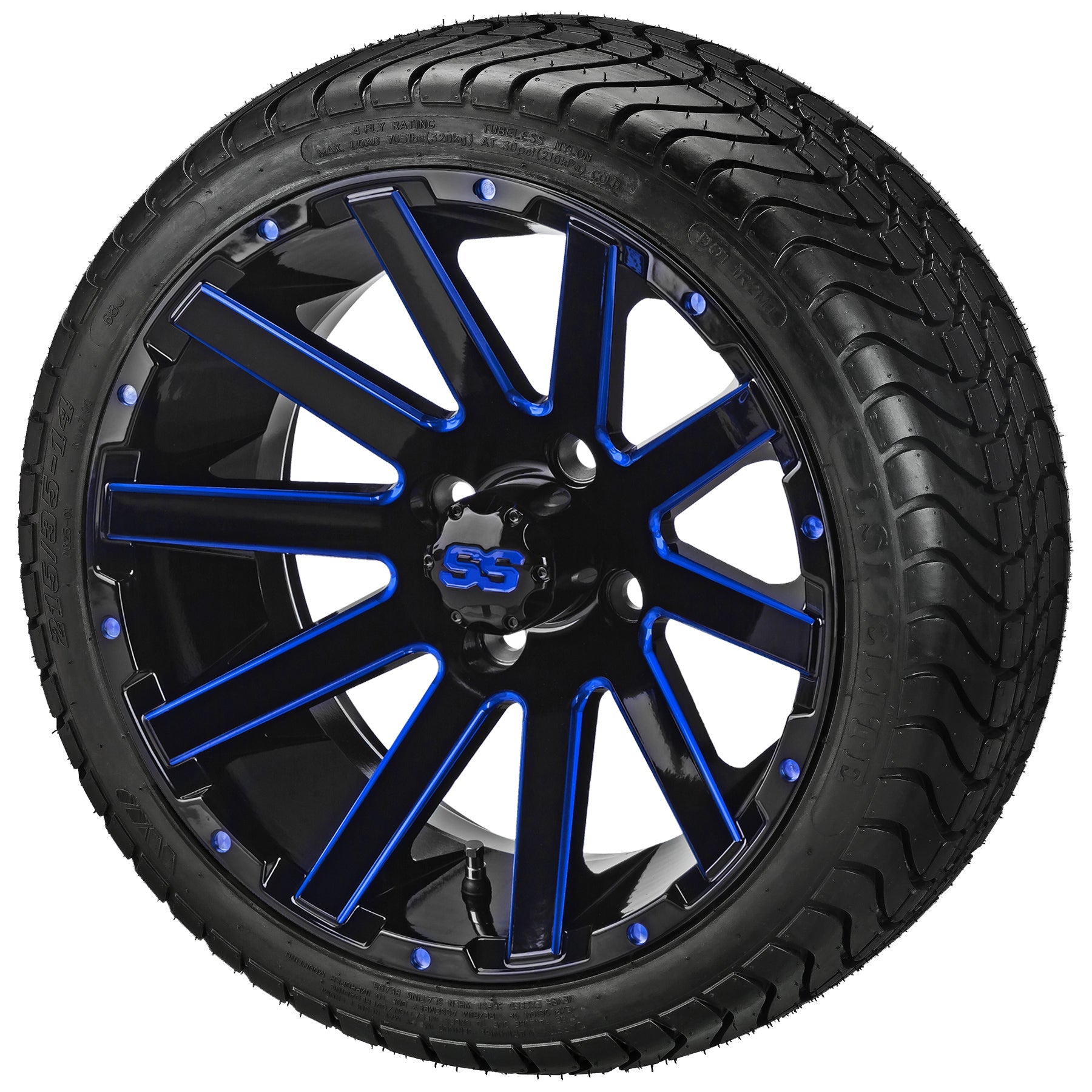 LSI 14' Venom Black & Blue Wheel and Low Profile Tire Combo