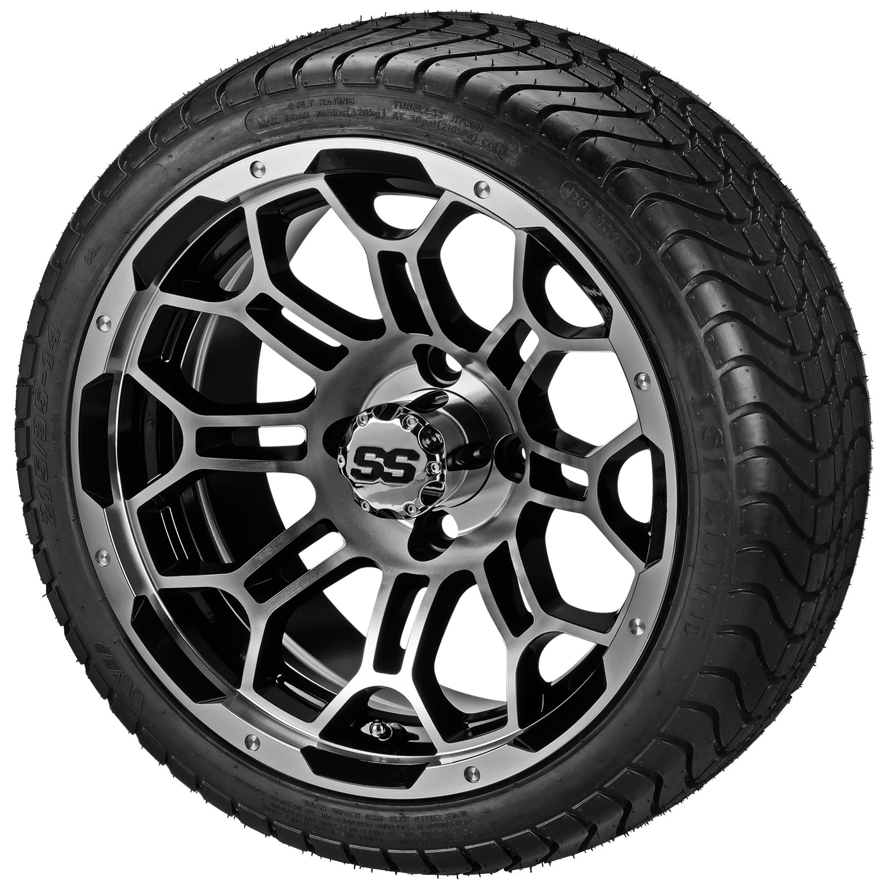 LSI 14' Hercules Black & Machined Wheel and Low Profile Tire Combo