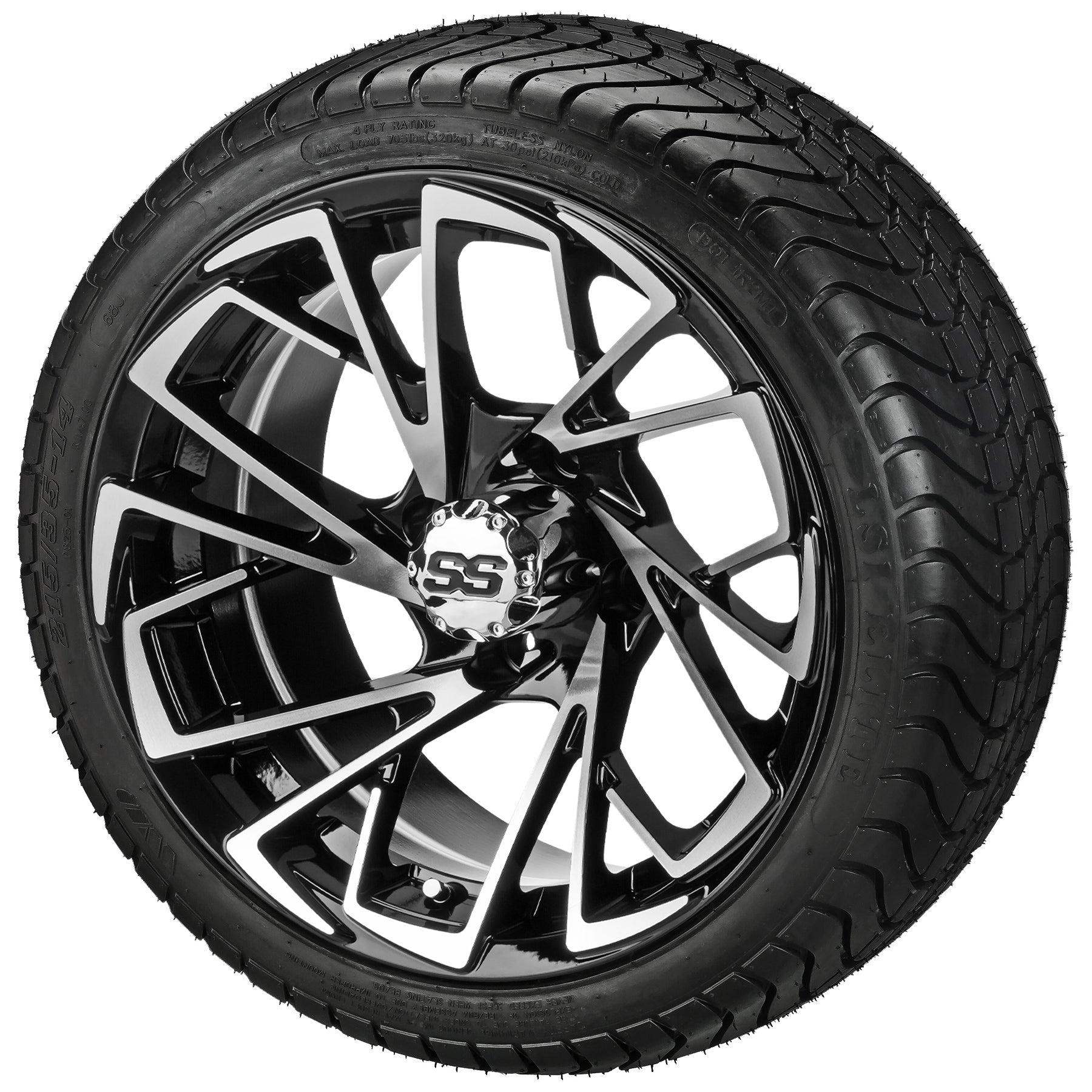 LSI 14' Stinger Black & Machined Wheel and Low Profile Tire Combo