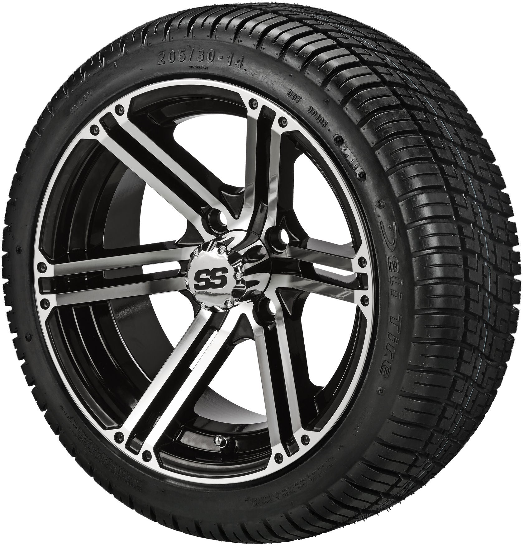 LSI 14' Yukon Black & Machined Wheel and Low Profile Tire Combo