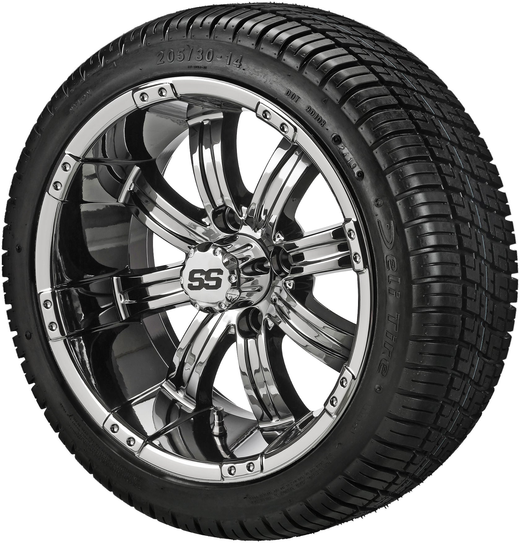 LSI 14' Casino Mirror Wheel and Low Profile Tire Combo