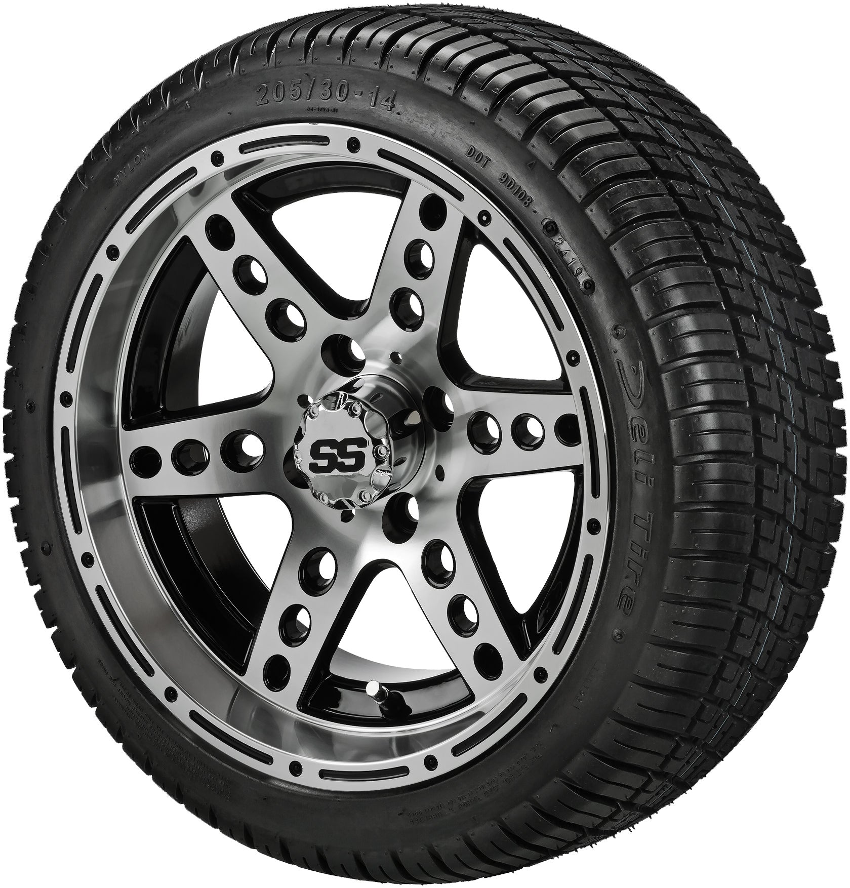 LSI 14' Chaos Black & Machined Wheel and Low Profile Tire Combo
