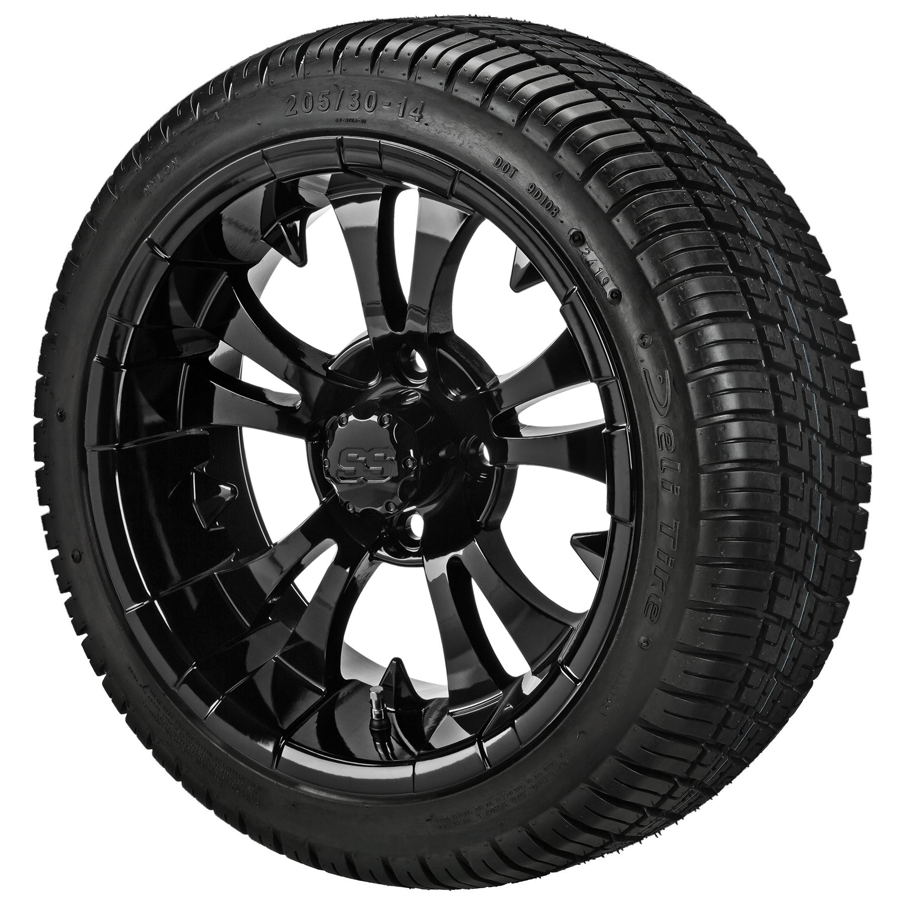 LSI 14' Warlock Gloss Black Wheel and Low Profile Tire Combo