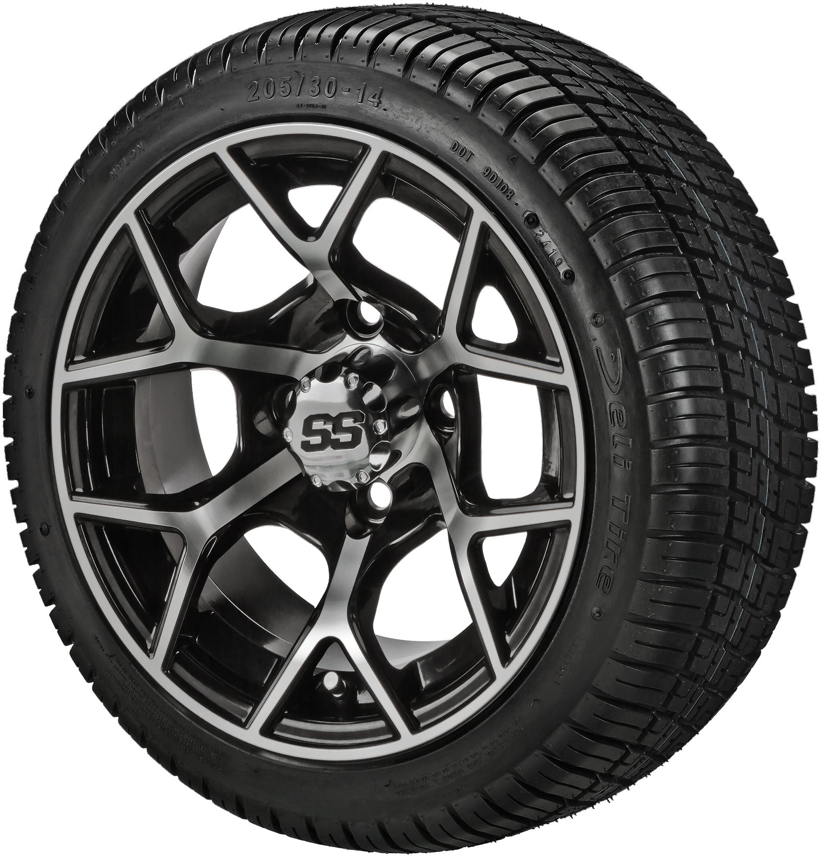 LSI 14' Ninja Black & Machined Wheel and Low Profile Tire Combo