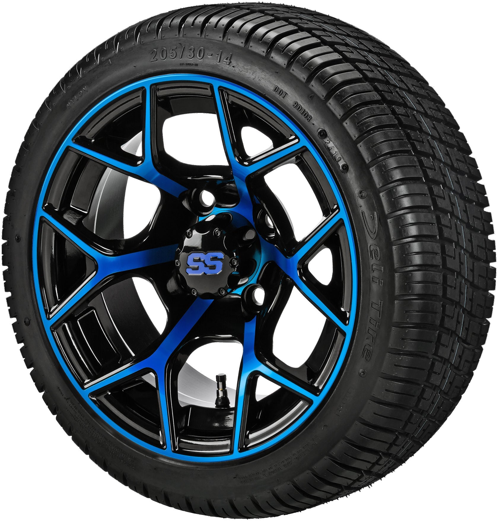 LSI 14' Ninja Black & Blue Wheel and Low Profile Tire Combo