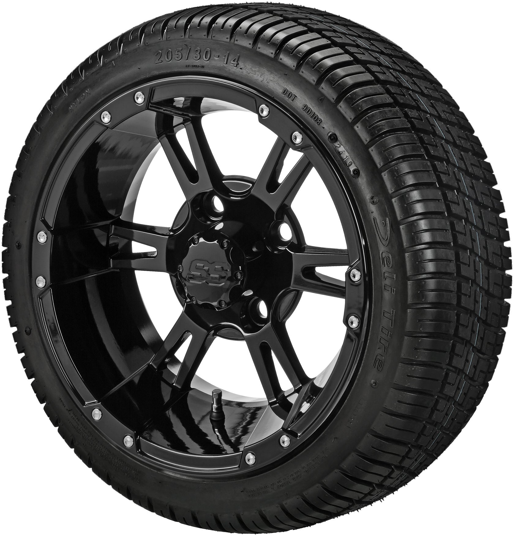 LSI 14' Raptor Gloss Black Wheel and Low Profile Tire Combo