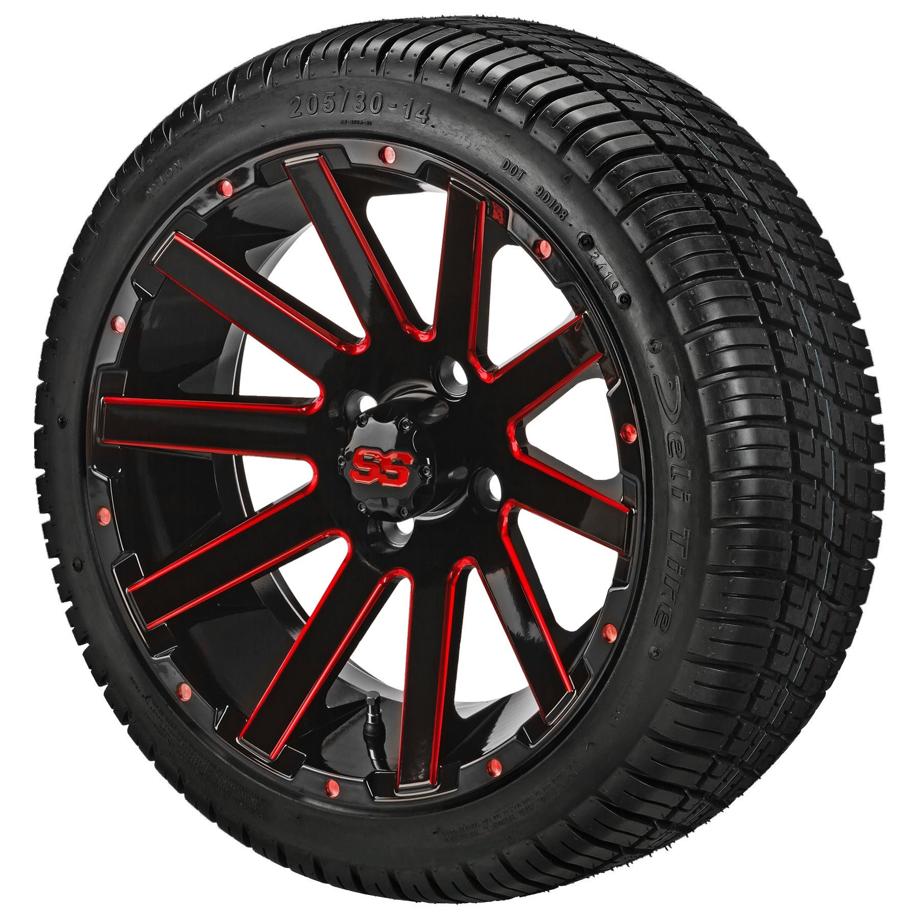 LSI 14' Venom Black & Red Wheel and Low Profile Tire Combo