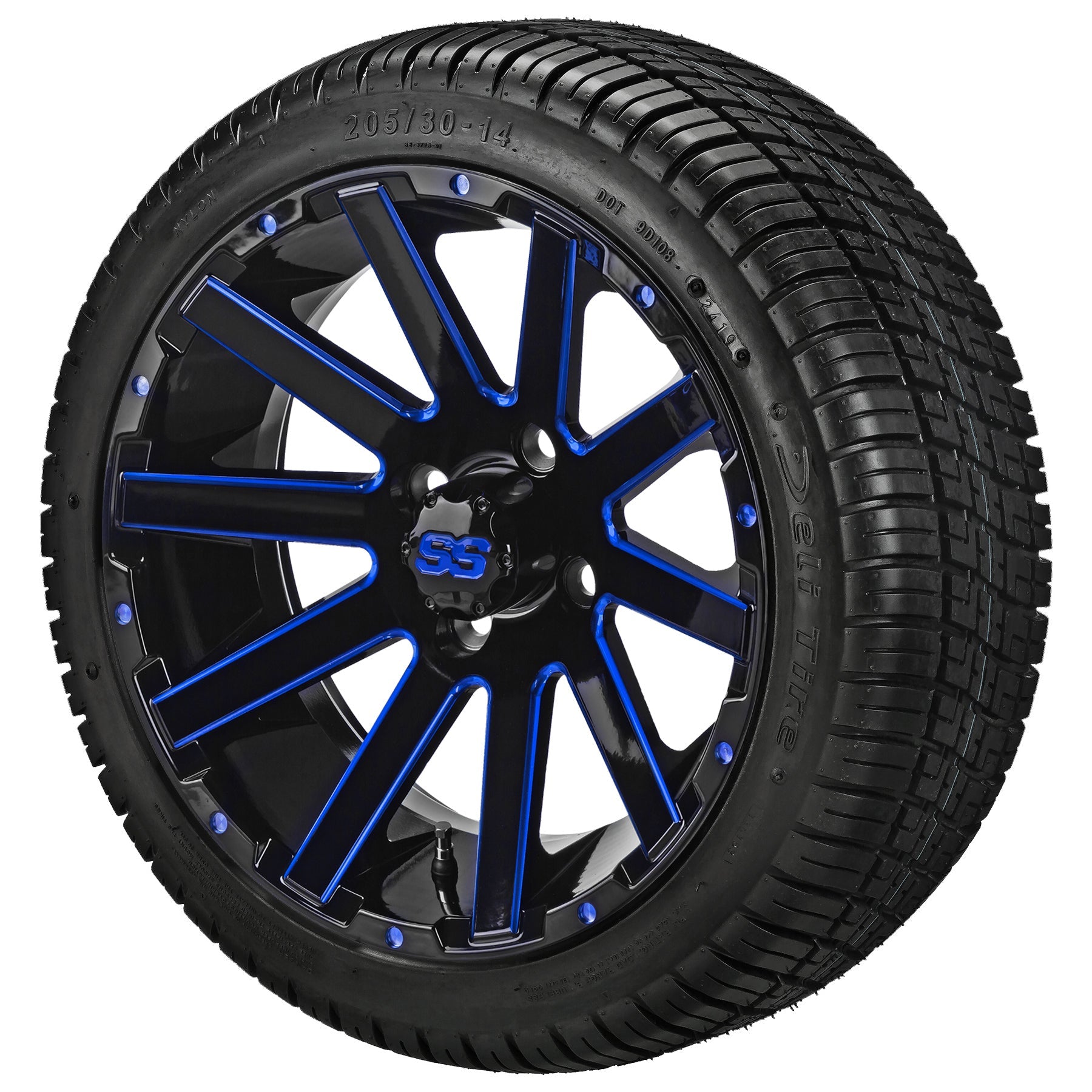 LSI 14' Venom Black & Blue Wheel and Low Profile Tire Combo