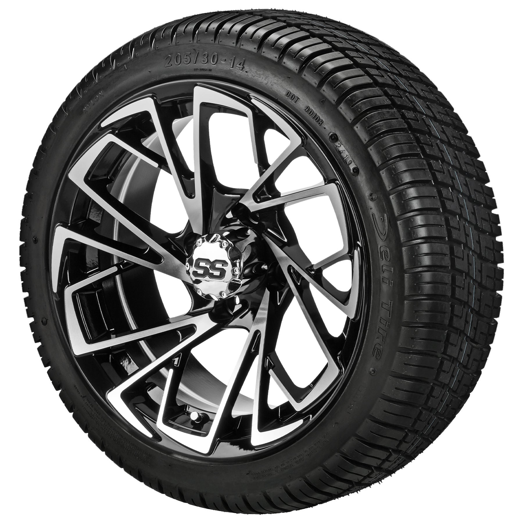 LSI 14' Stinger Black & Machined Wheel and Low Profile Tire Combo