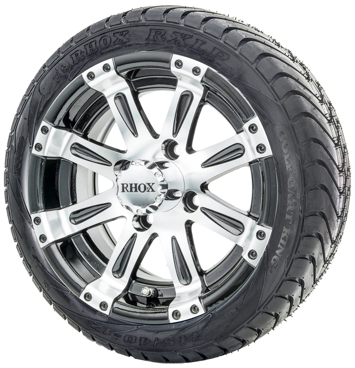 12" RHOX RX171 Machined Wheels  ET-0 and LowPro Tires Combo