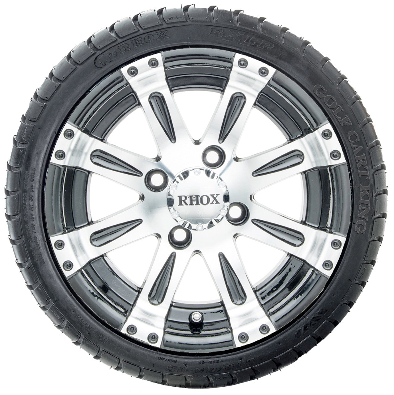 12" RHOX RX171 Machined Wheels  ET-0 and LowPro Tires Combo