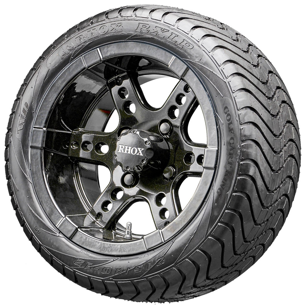 12" RHOX RX252 Black Wheels and LowPro Tires Combo