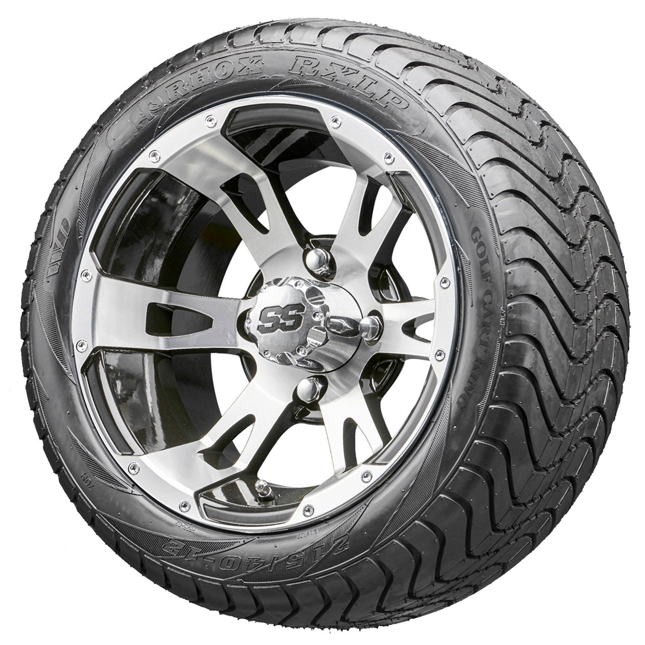12" RHOX RX320 Machined Wheels and LowPro Tires Combo