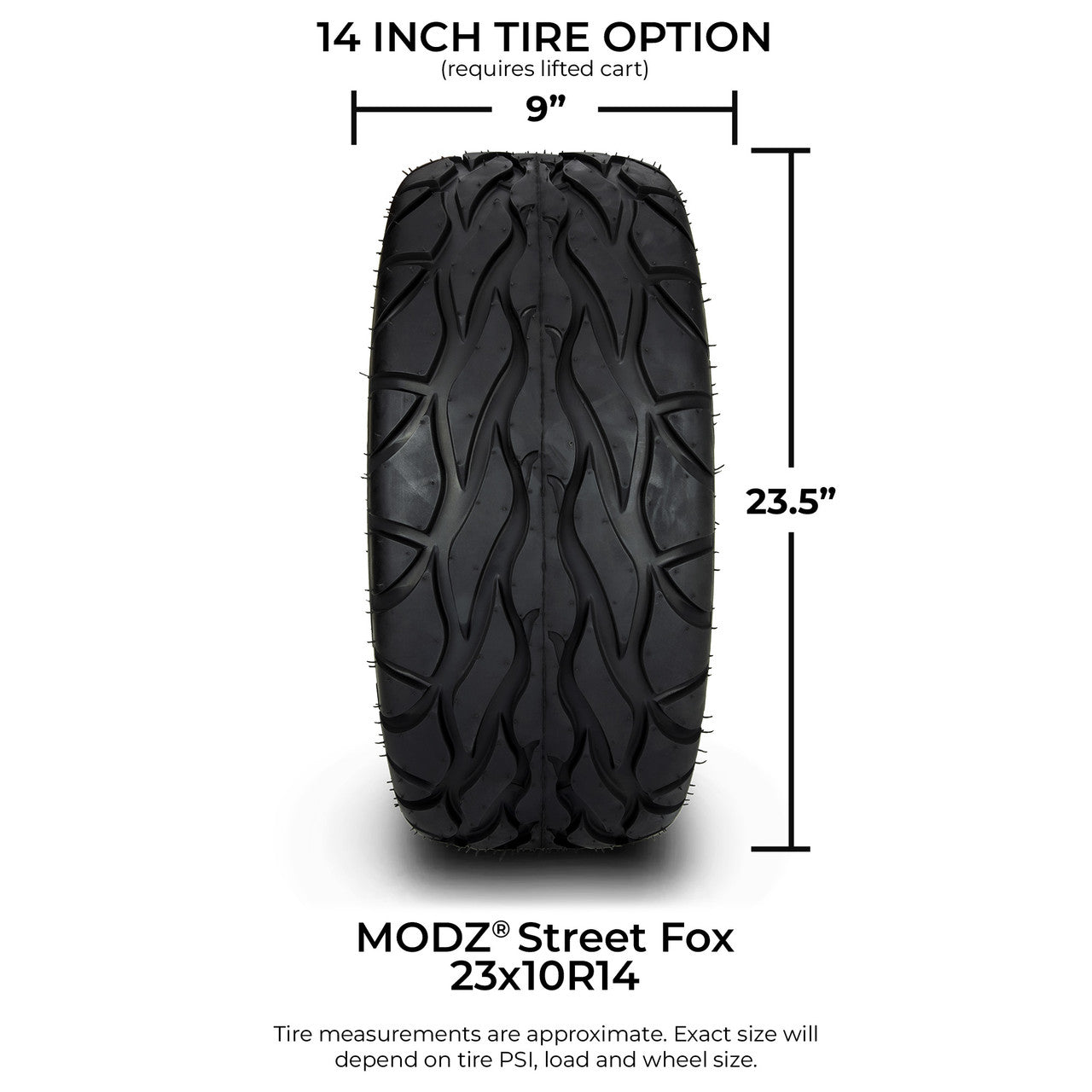 MODZ® 14" Fury Glossy Black with Ball Mill - Lifted Tires and Wheels Combo