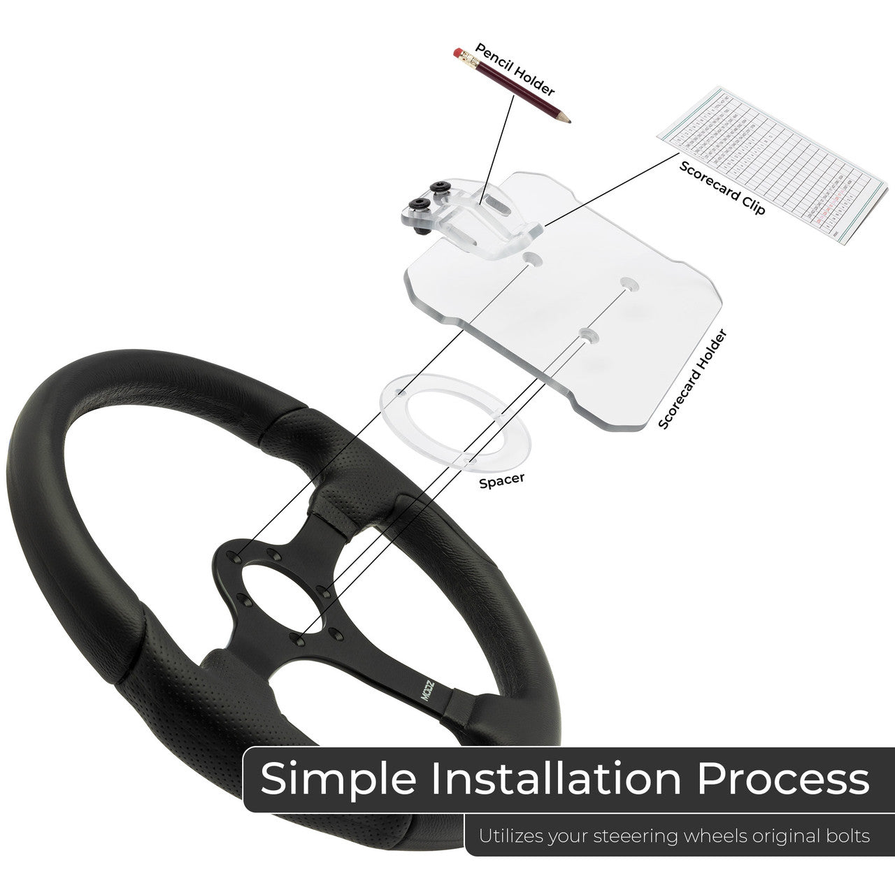 MODZ® Golf Cart Steering Wheel Scorecard Holder