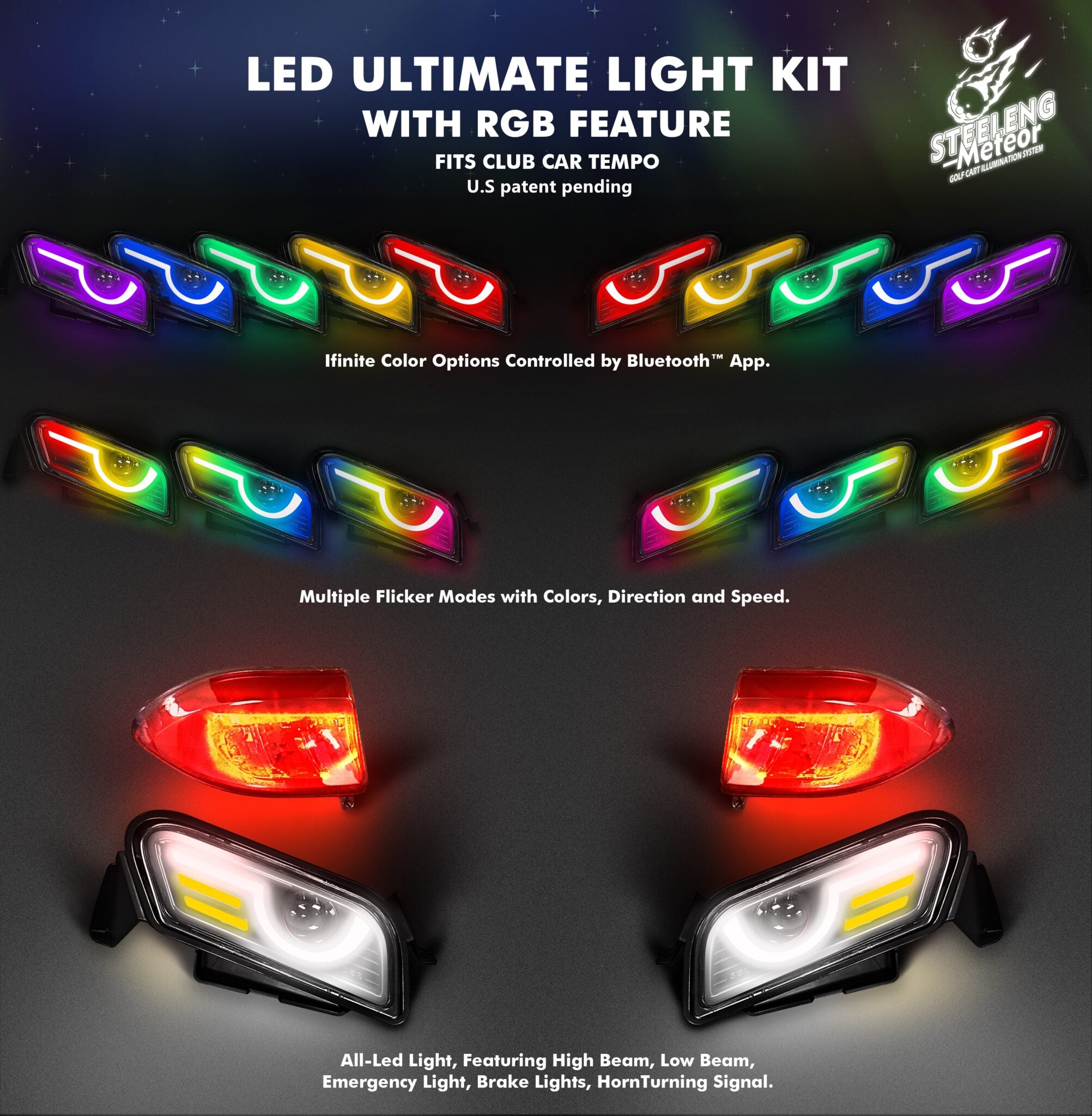 STEELENG Meteor LED ULTIMATE Light Kit for Club Car Tempo (12 Volt) LITP03 –