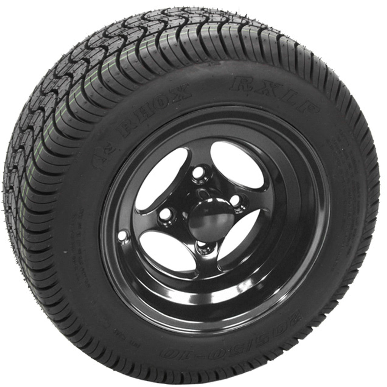 RHOX 10" Indy Black Wheels with Street Low Profile Tire Options Combo