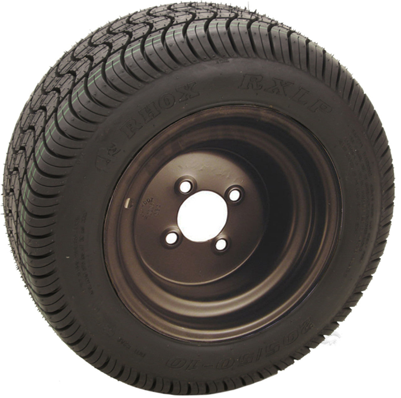 RHOX 10" Steel Black Wheels with Street Low Profile Tire Options Combo